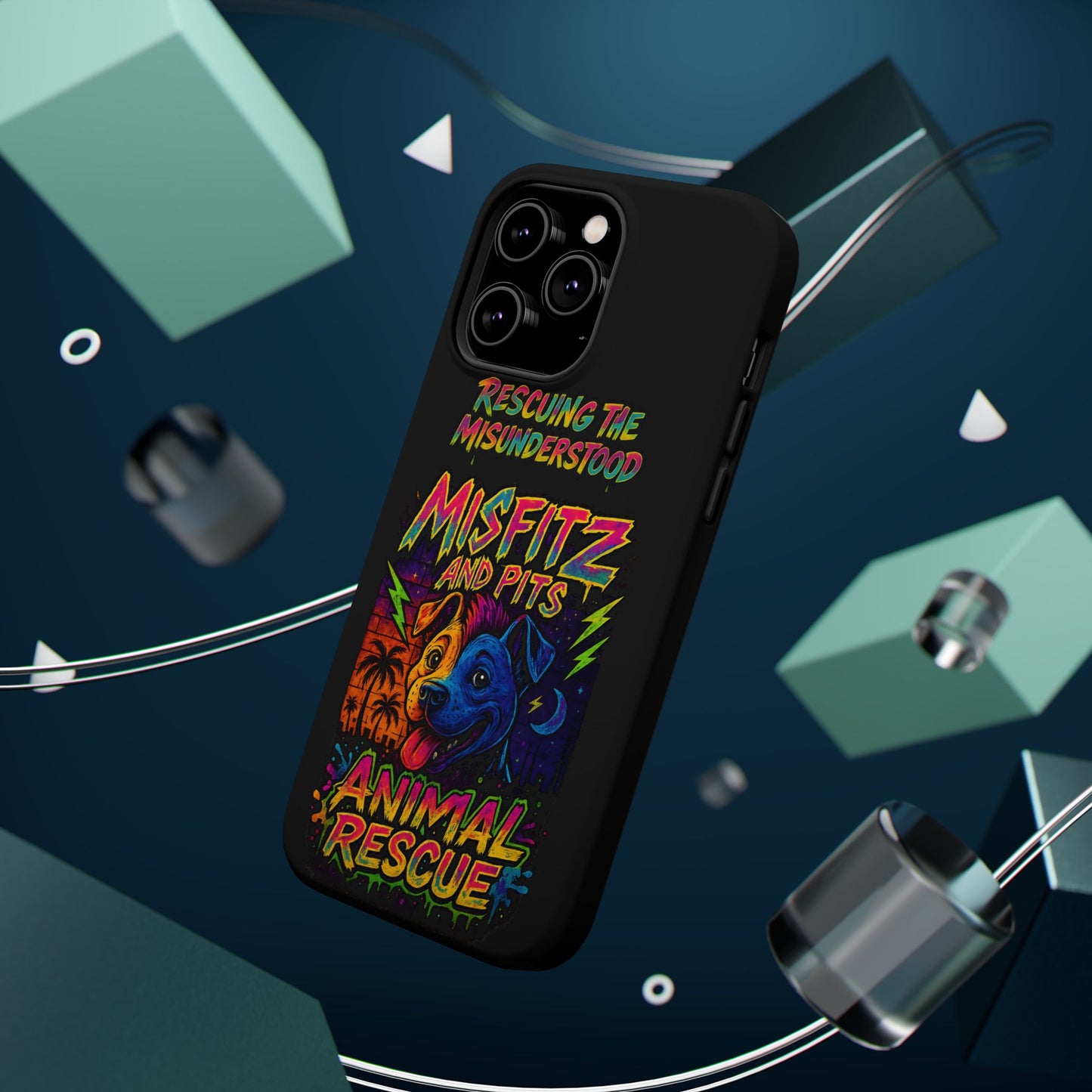 Misfits And Pits Animal Rescue Phone Case - Magnetic Tough Case, Dog Lovers, Pet Adoption, Gift for Animal Advocates, Eco-Friendly Design