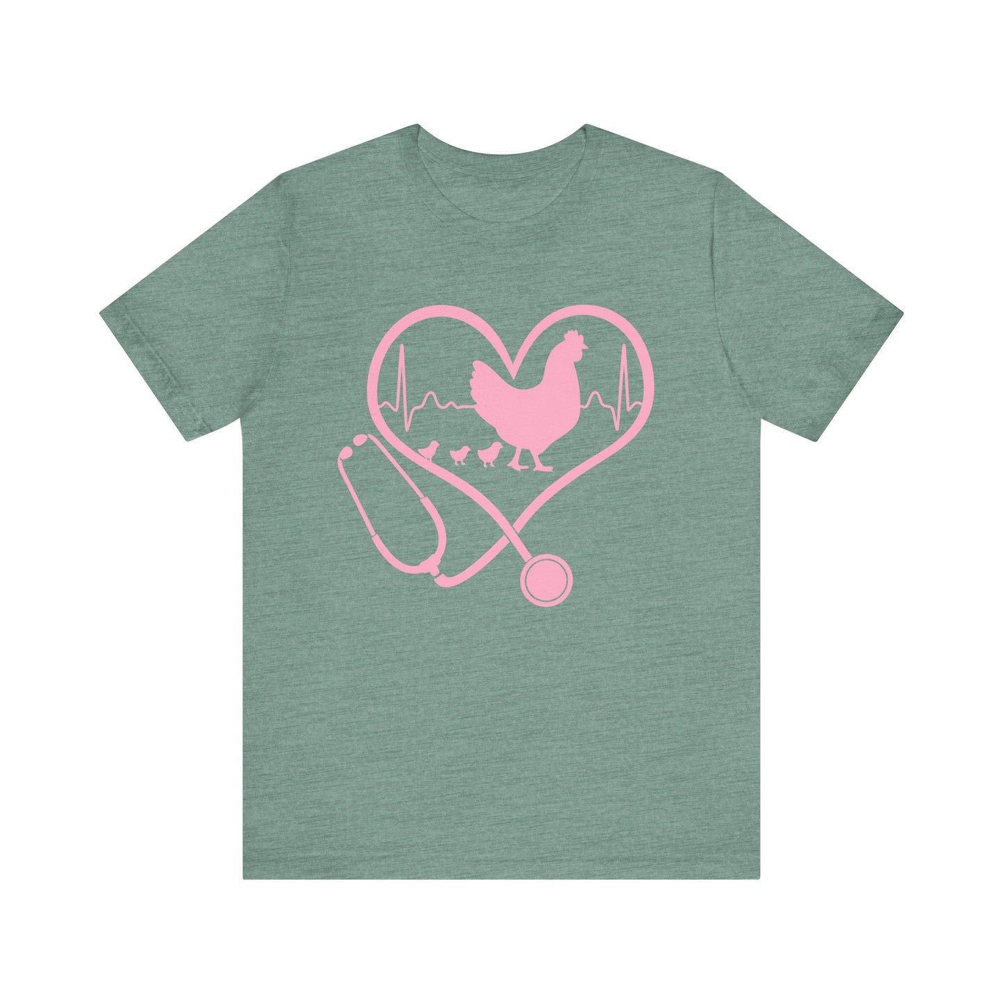 Cute Chicken Heartbeat Tee, Animal Lover T-Shirt, Veterinary Gift, Farm Animal Apparel, Eco-Friendly Fashion