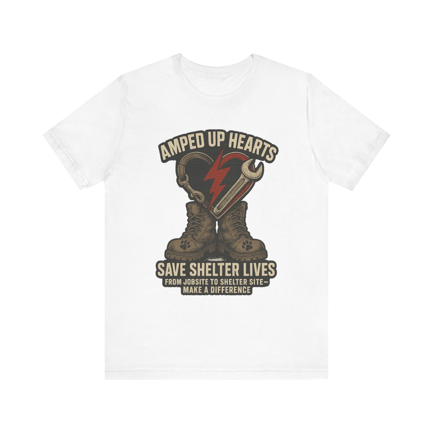 Amped Up Hearts Unisex Tee, Save Shelter Lives Shirt, Heartfelt Volunteer Tee, Animal Rescue Apparel, Thoughtful Gift for Animal Lovers
