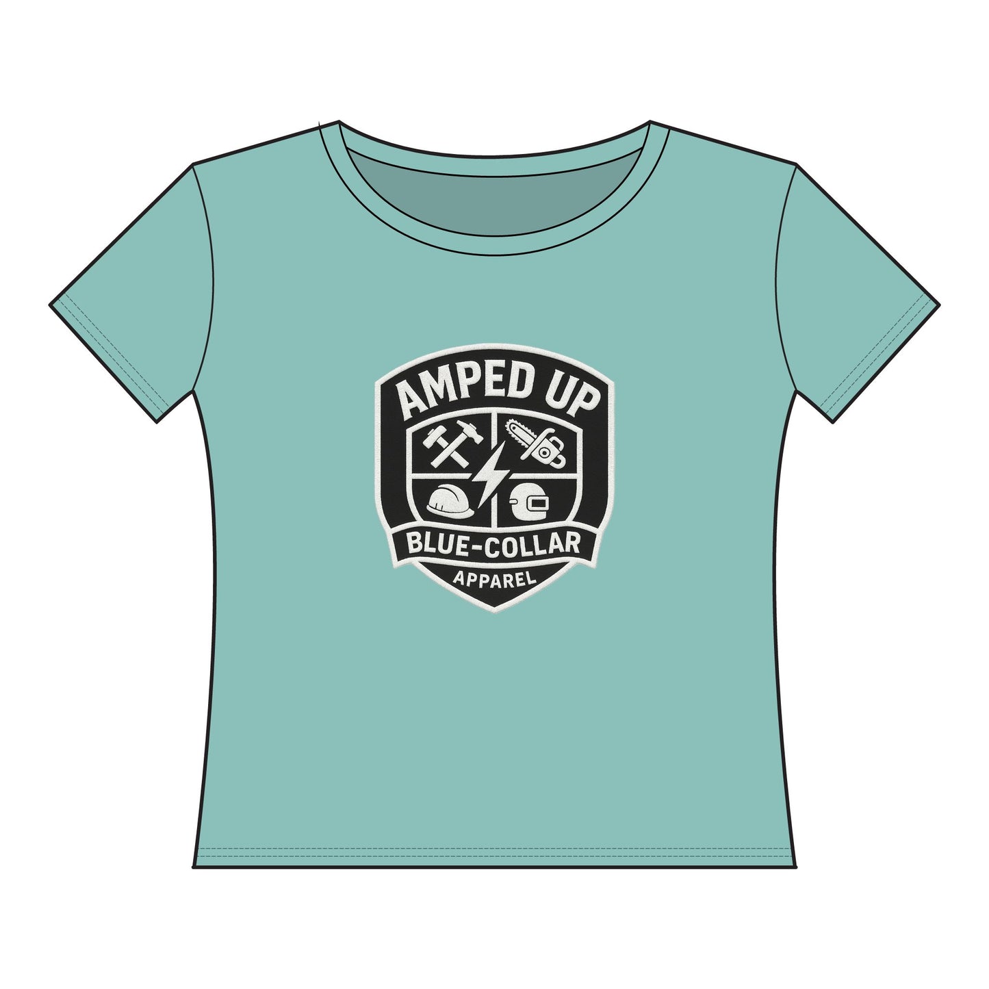 Amped Up Women's Curvy Tee - Blue Collar Graphic Shirt