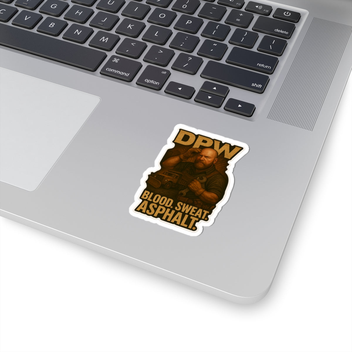 DPW Blood Sweat Asphalt Kiss-Cut Stickers | Durable Construction-Themed Decals for Workers and Enthusiasts