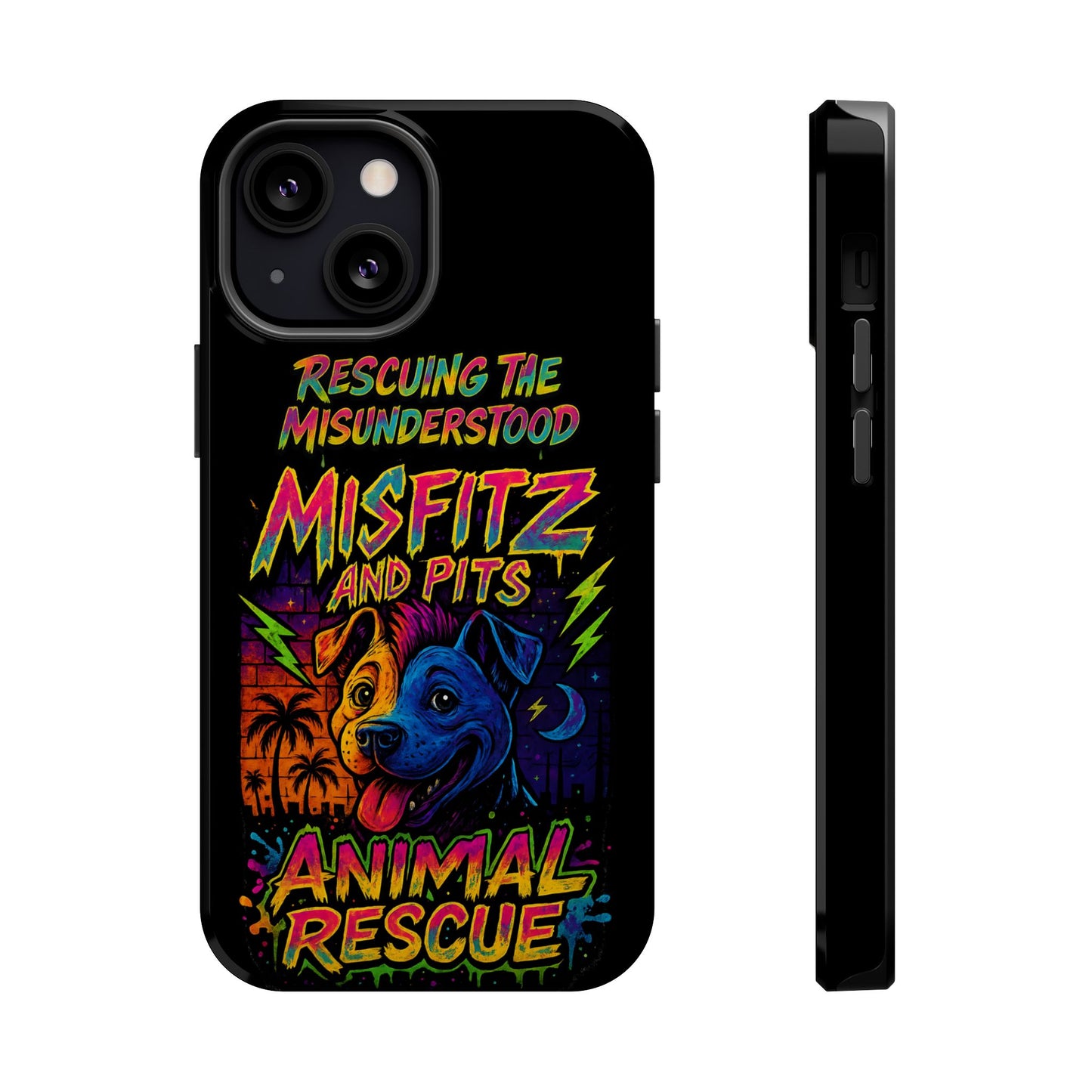 Misfits And Pits Animal Rescue Phone Case - Magnetic Tough Case, Dog Lovers, Pet Adoption, Gift for Animal Advocates, Eco-Friendly Design