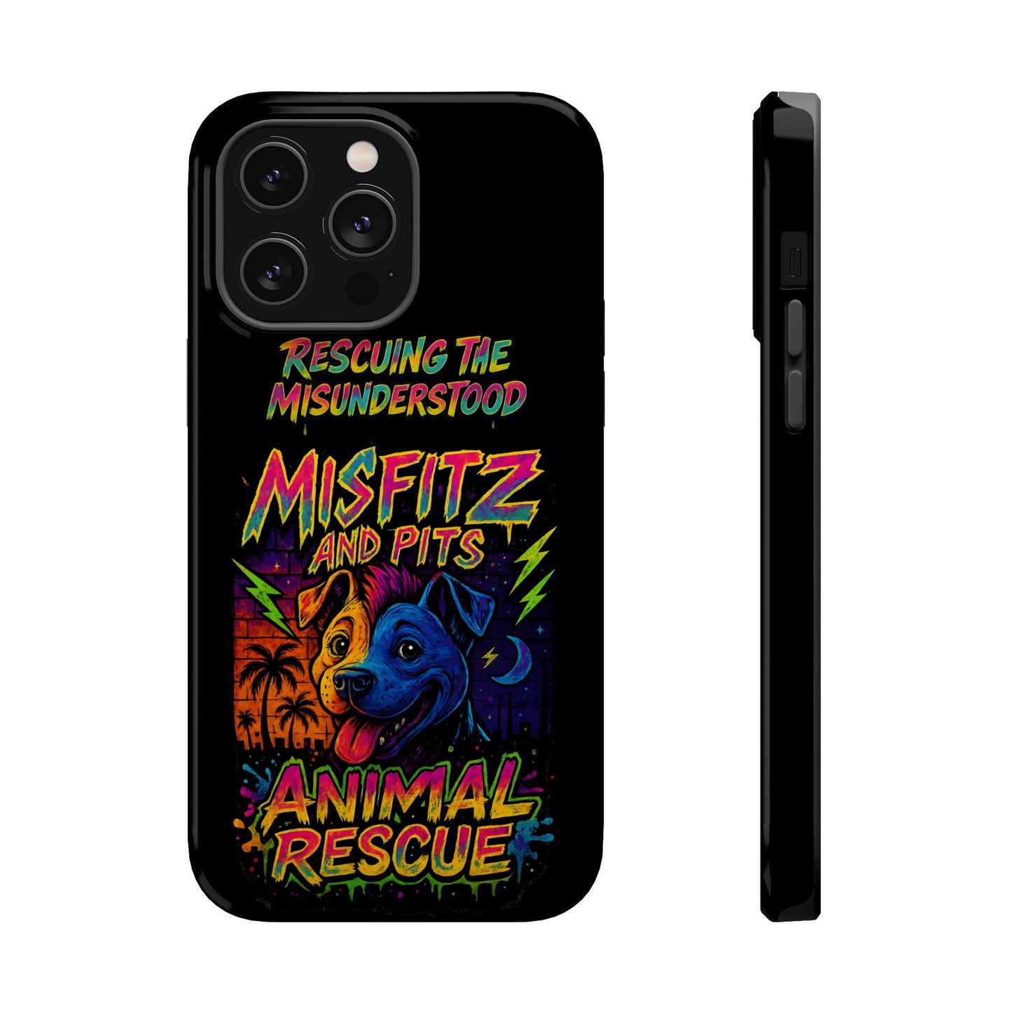 Misfits And Pits Animal Rescue Phone Case - Magnetic Tough Case, Dog Lovers, Pet Adoption, Gift for Animal Advocates, Eco-Friendly Design