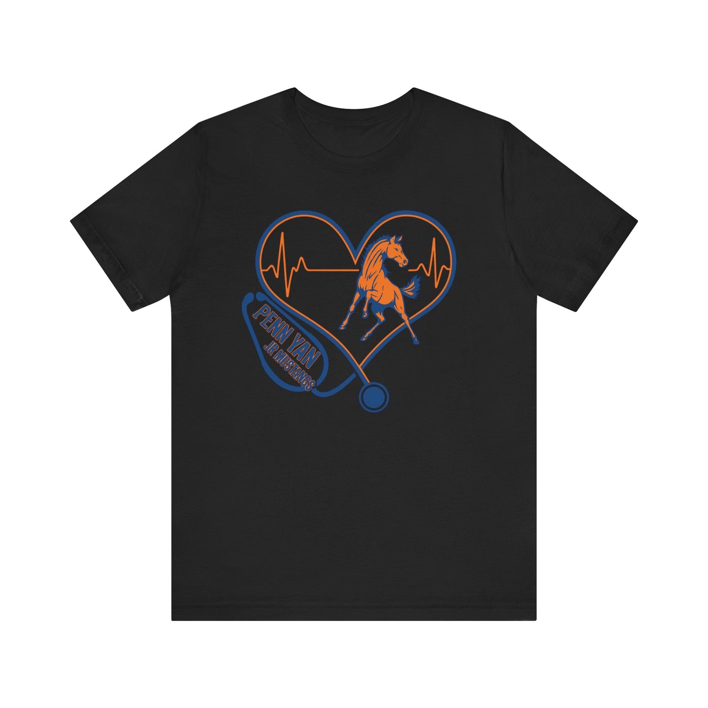 Penn Yan JR Mustangs Heartbeat Tee, Horse Lover's Shirt, Vet Gift, Animal Rights Awareness T-Shirt, Horseback Riding Gear, Country Style Fashion