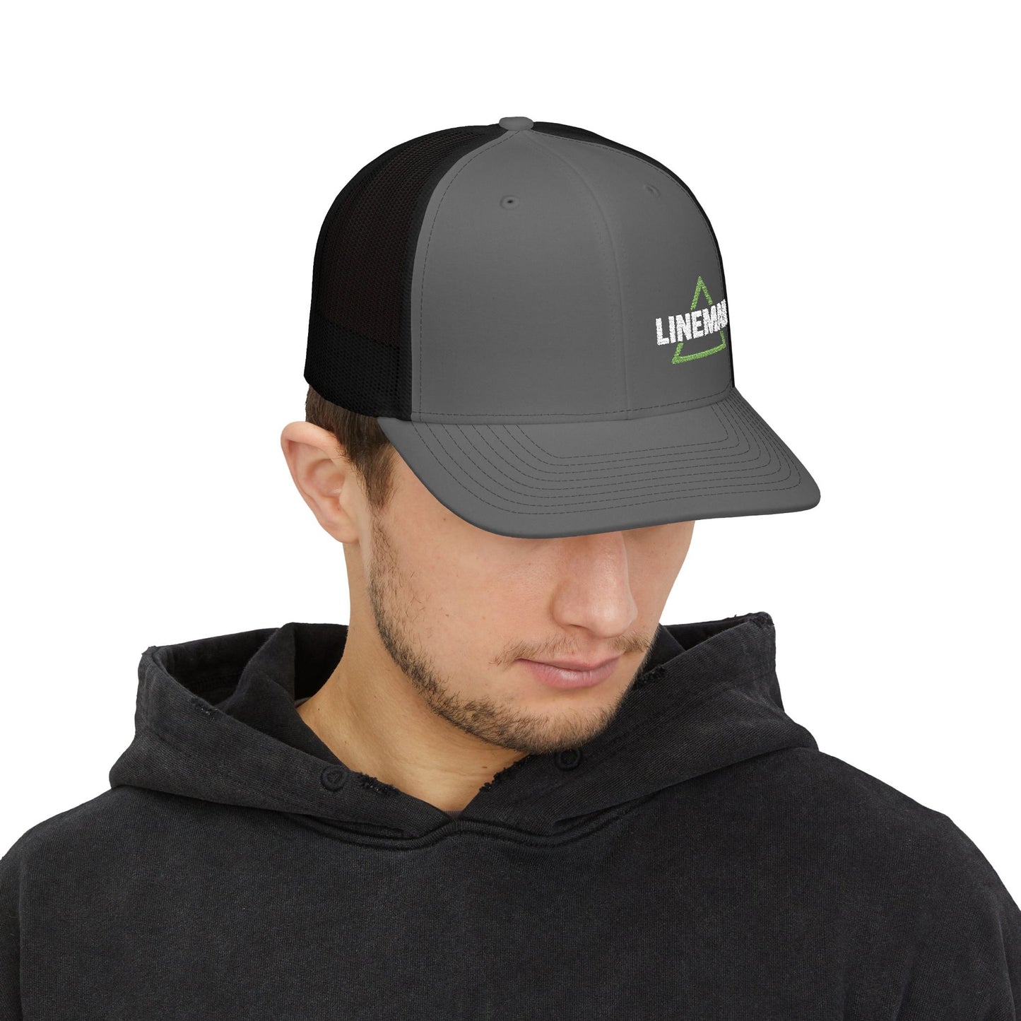 Lineman Delta Symbol Snapback Trucker Cap (Embroidery)