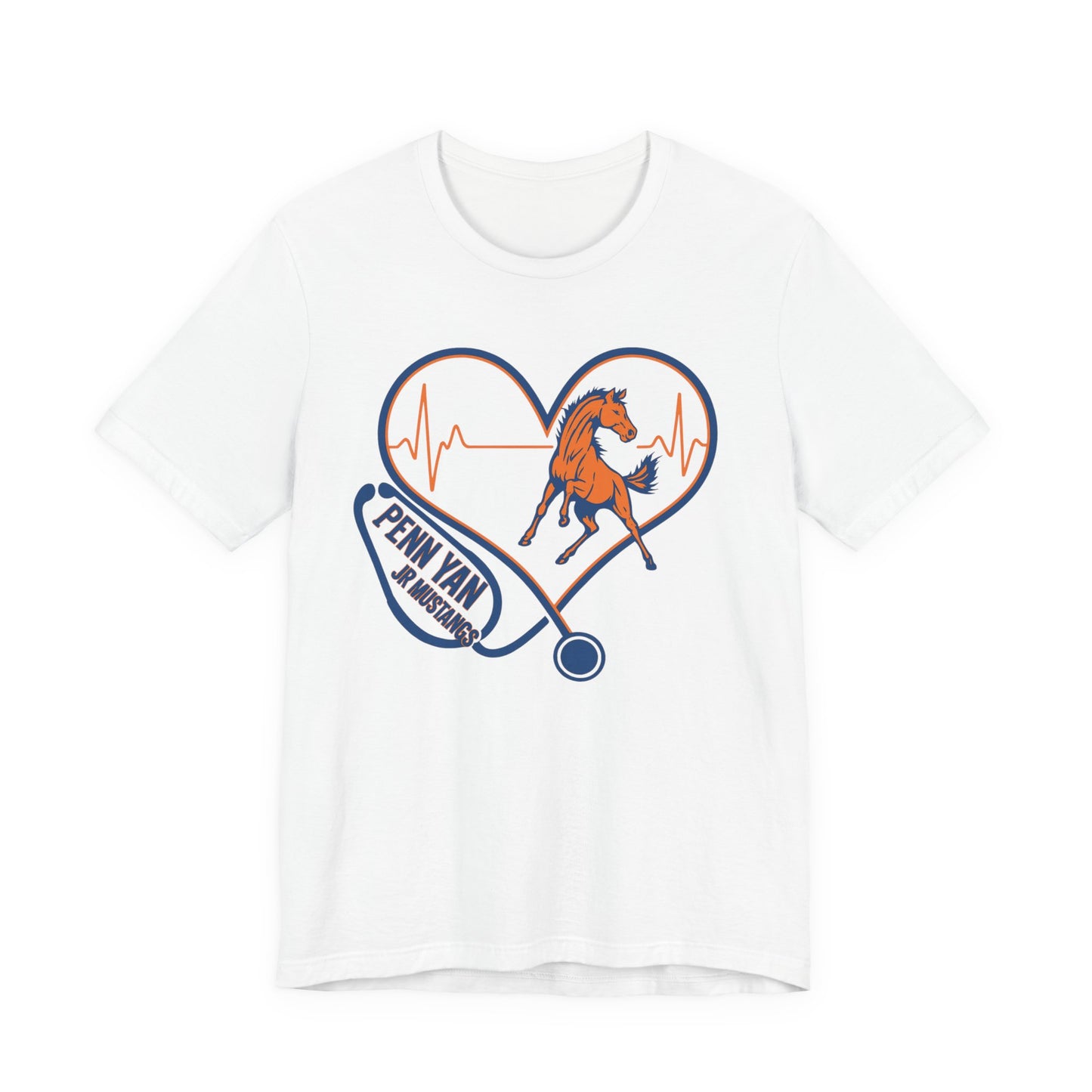 Penn Yan JR Mustangs Heartbeat Tee, Horse Lover's Shirt, Vet Gift, Animal Rights Awareness T-Shirt, Horseback Riding Gear, Country Style Fashion