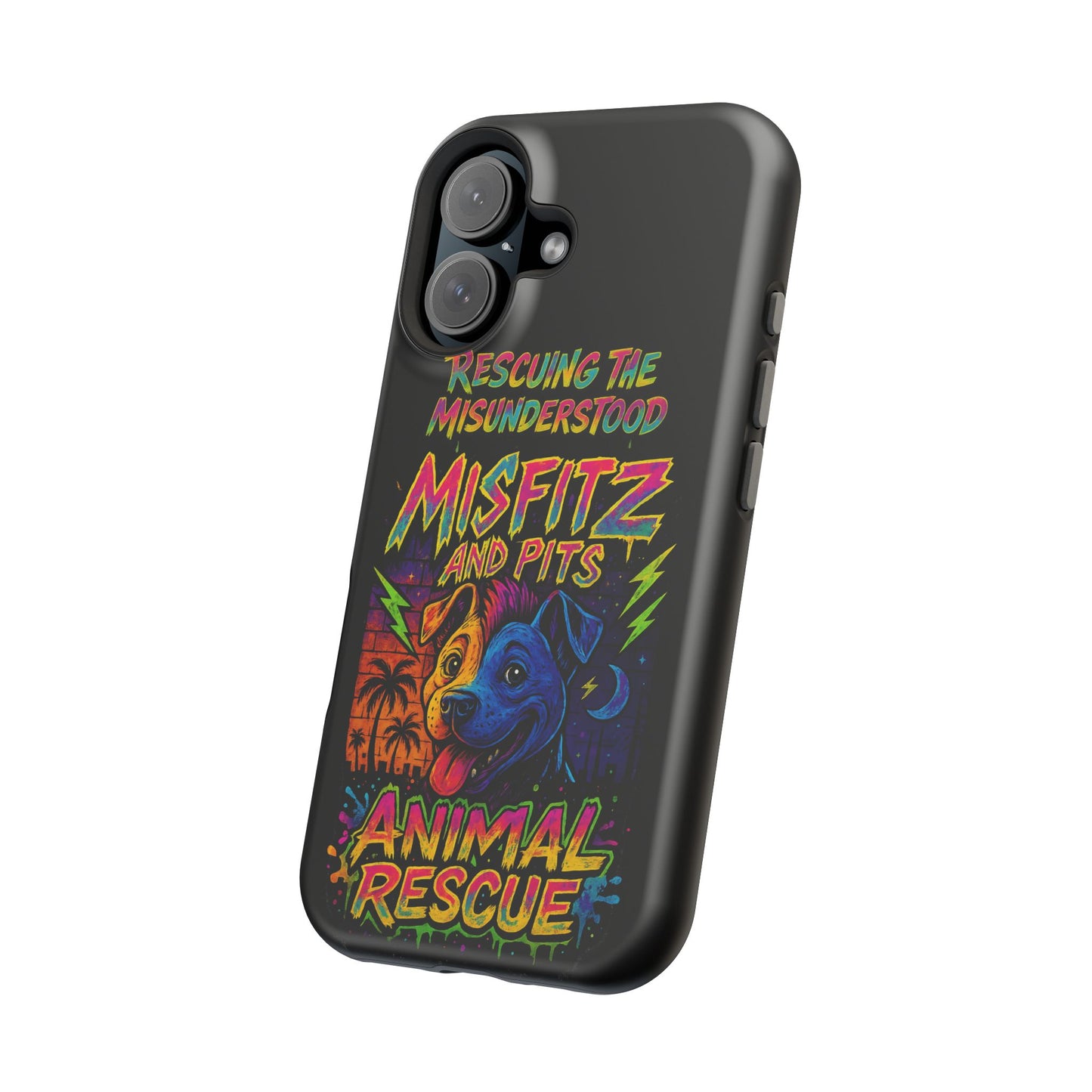 Misfits And Pits Animal Rescue Phone Case - Magnetic Tough Case, Dog Lovers, Pet Adoption, Gift for Animal Advocates, Eco-Friendly Design