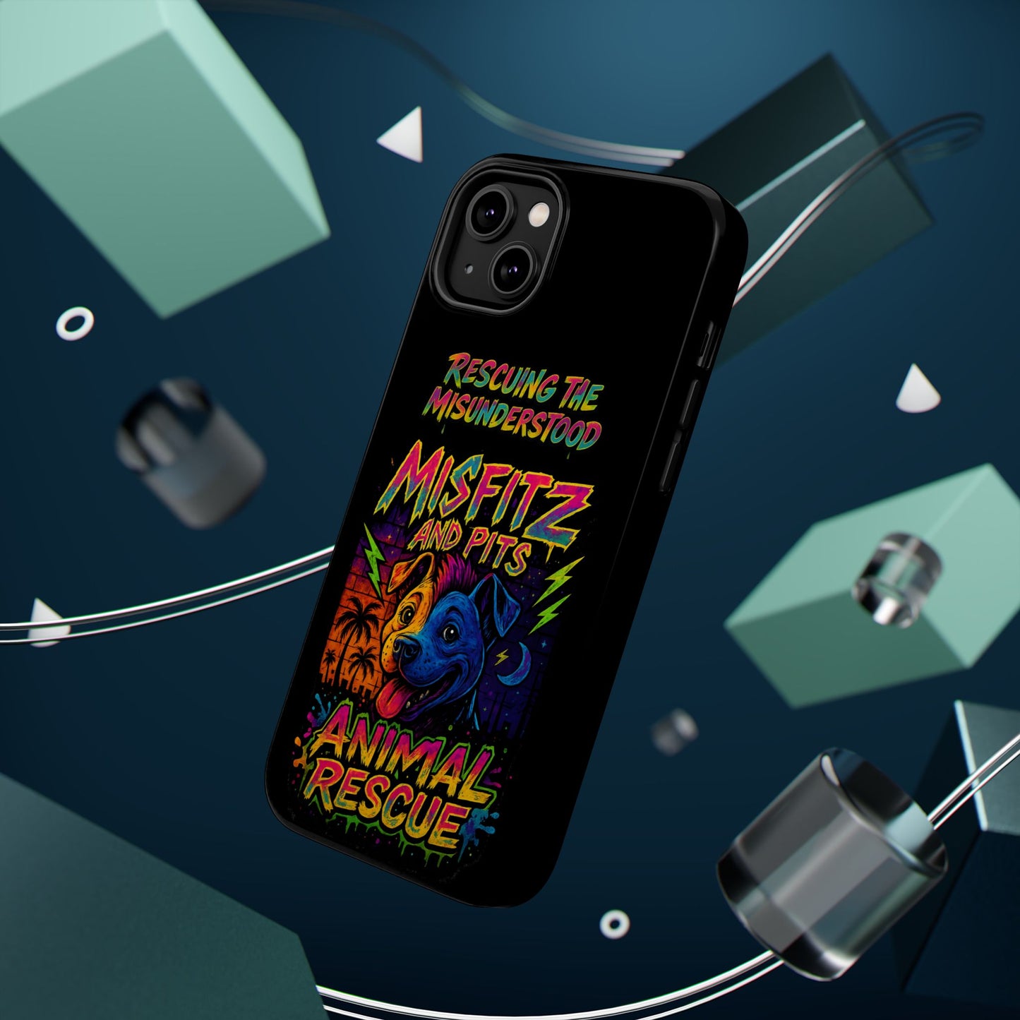 Misfits And Pits Animal Rescue Phone Case - Magnetic Tough Case, Dog Lovers, Pet Adoption, Gift for Animal Advocates, Eco-Friendly Design