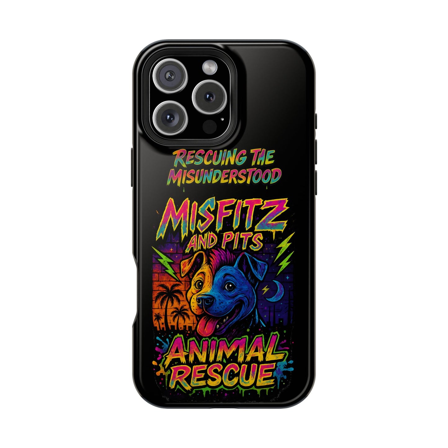 Misfits And Pits Animal Rescue Phone Case - Magnetic Tough Case, Dog Lovers, Pet Adoption, Gift for Animal Advocates, Eco-Friendly Design