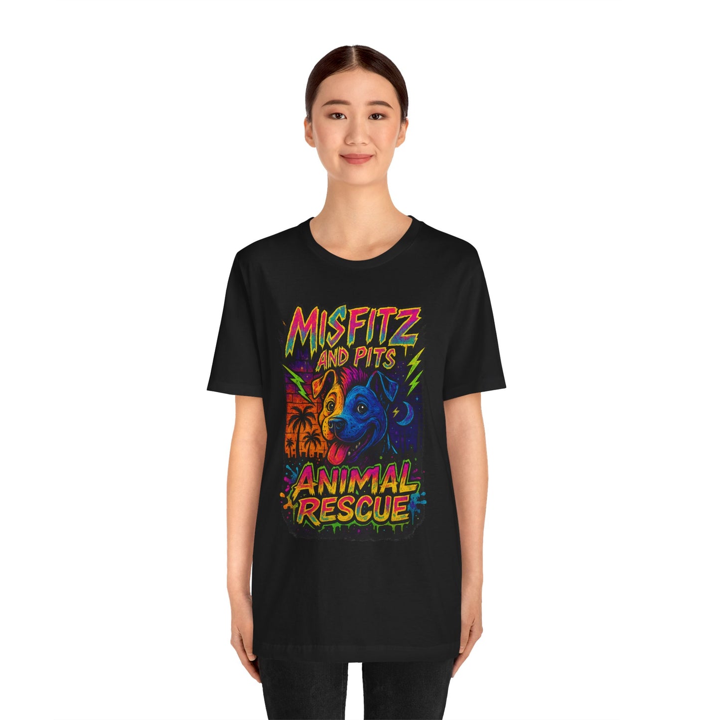 Misfits And Pits Animal Rescue logo Tshirt , Animal Rescue Shirt, Unisex Graphic Tee, Pet Lover Gift, Misfit Dogs Apparel, Fundraiser Tee