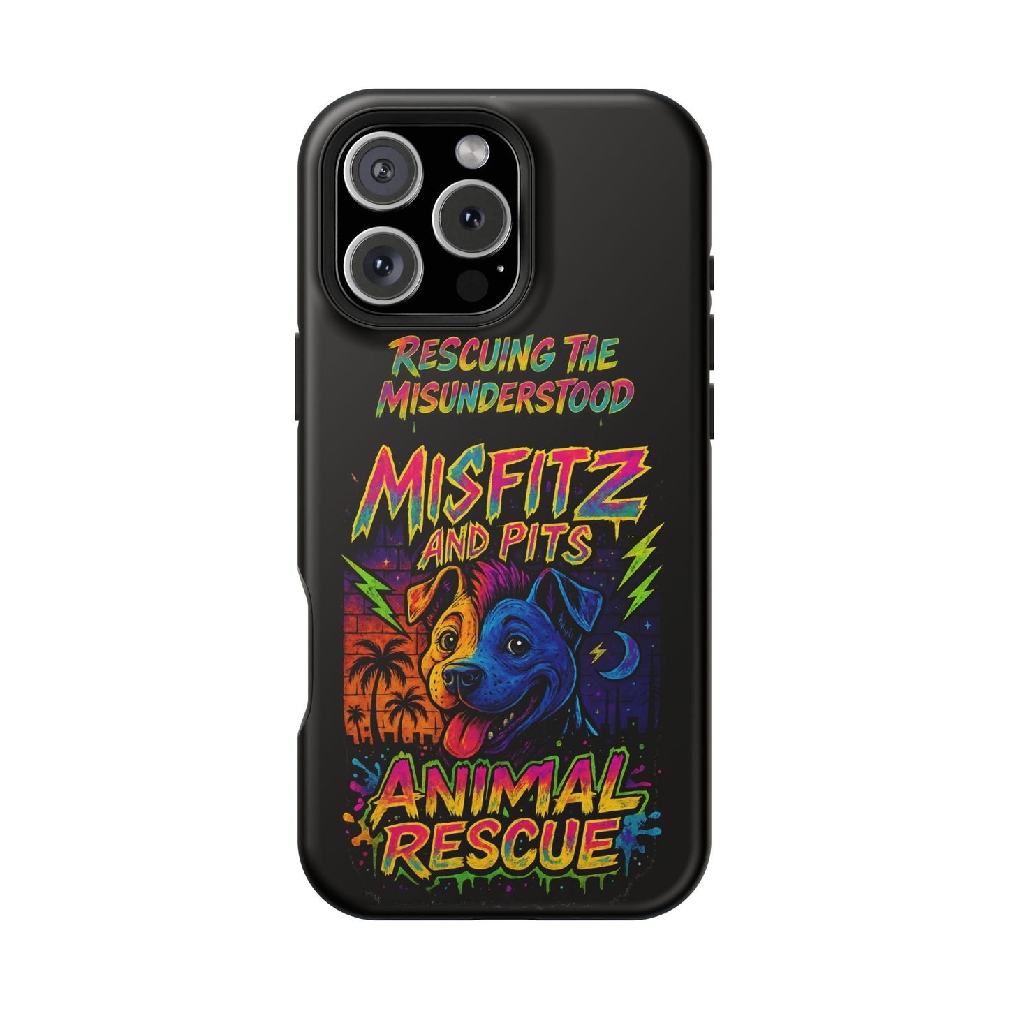 Misfits And Pits Animal Rescue Phone Case - Magnetic Tough Case, Dog Lovers, Pet Adoption, Gift for Animal Advocates, Eco-Friendly Design