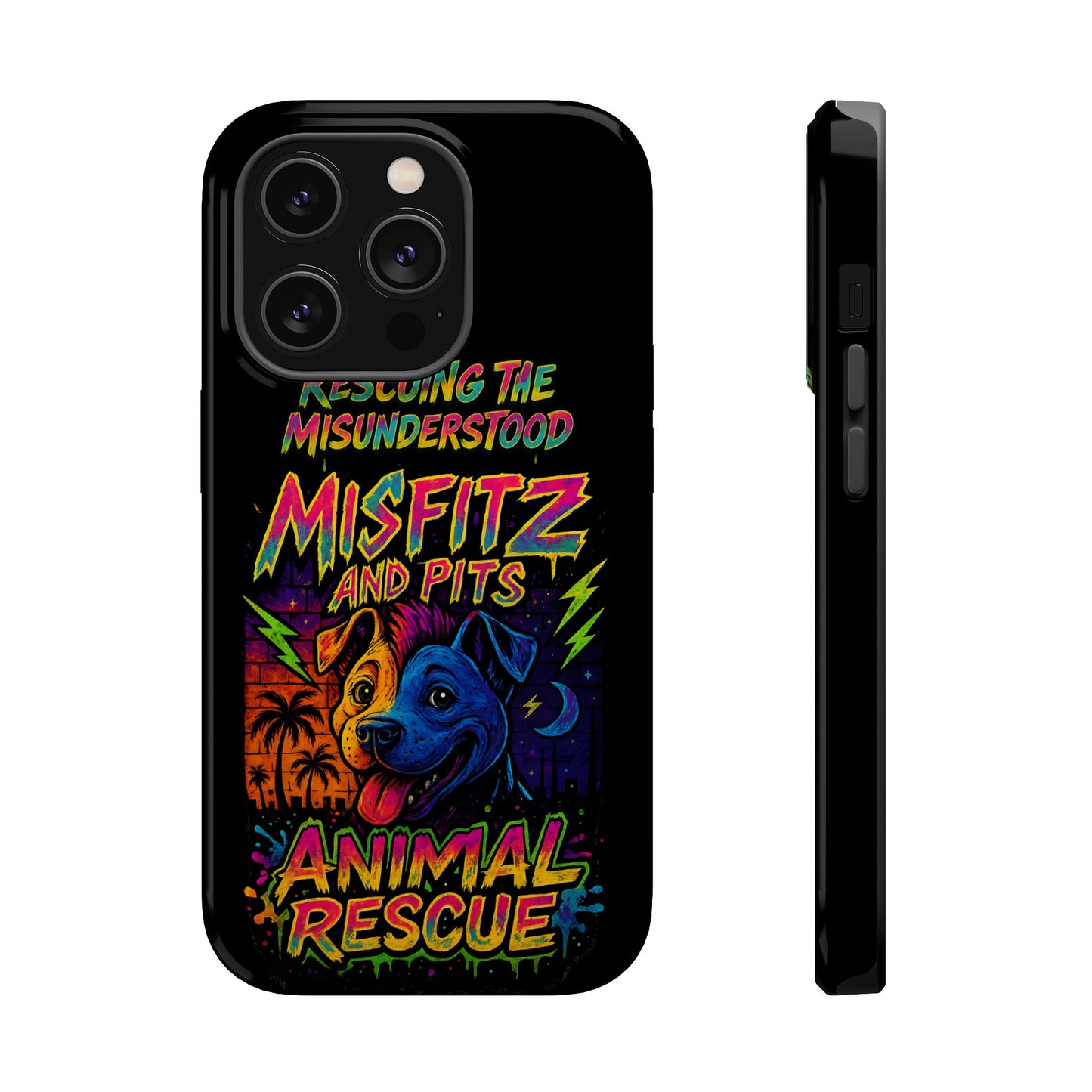 Misfits And Pits Animal Rescue Phone Case - Magnetic Tough Case, Dog Lovers, Pet Adoption, Gift for Animal Advocates, Eco-Friendly Design
