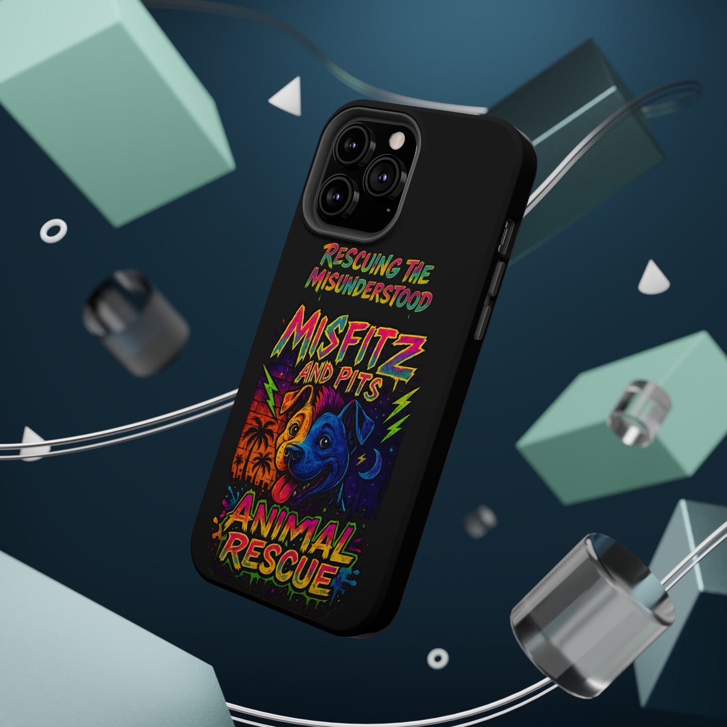 Misfits And Pits Animal Rescue Phone Case - Magnetic Tough Case, Dog Lovers, Pet Adoption, Gift for Animal Advocates, Eco-Friendly Design