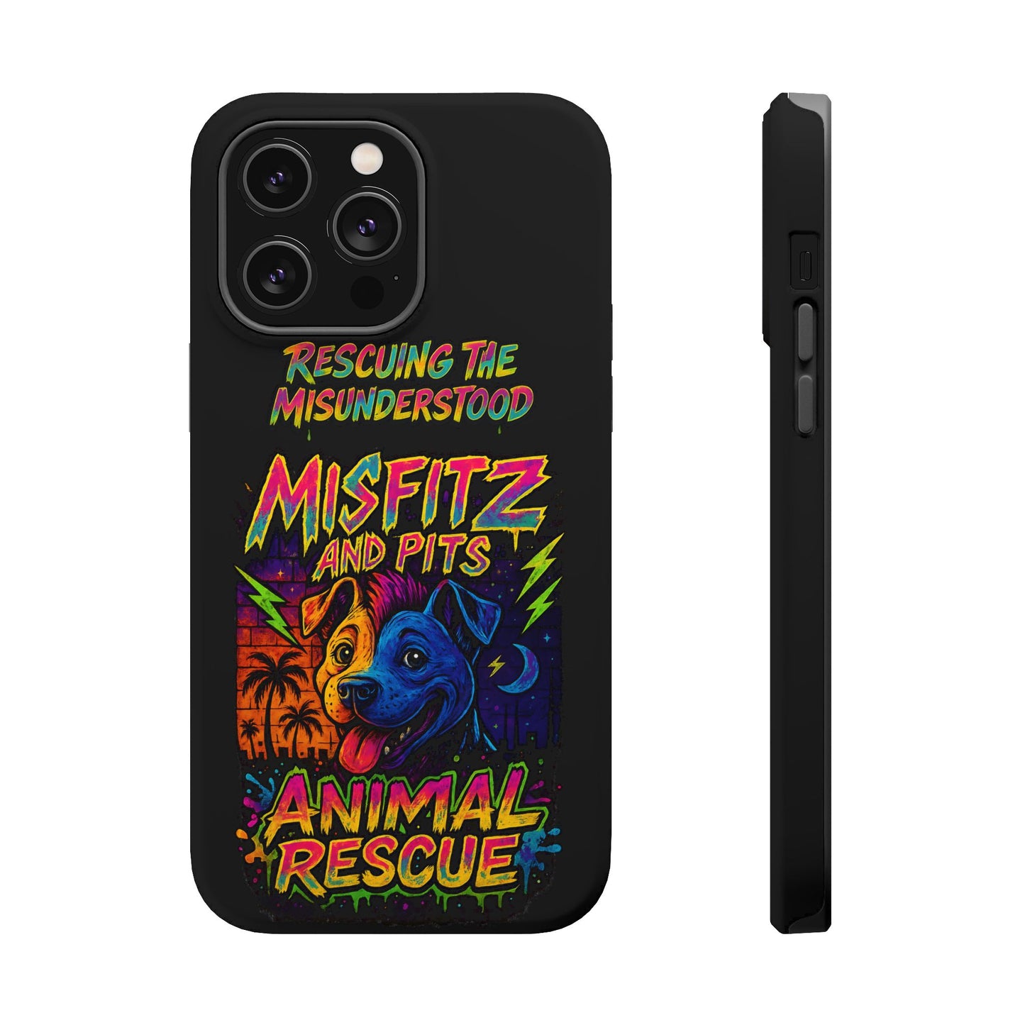 Misfits And Pits Animal Rescue Phone Case - Magnetic Tough Case, Dog Lovers, Pet Adoption, Gift for Animal Advocates, Eco-Friendly Design