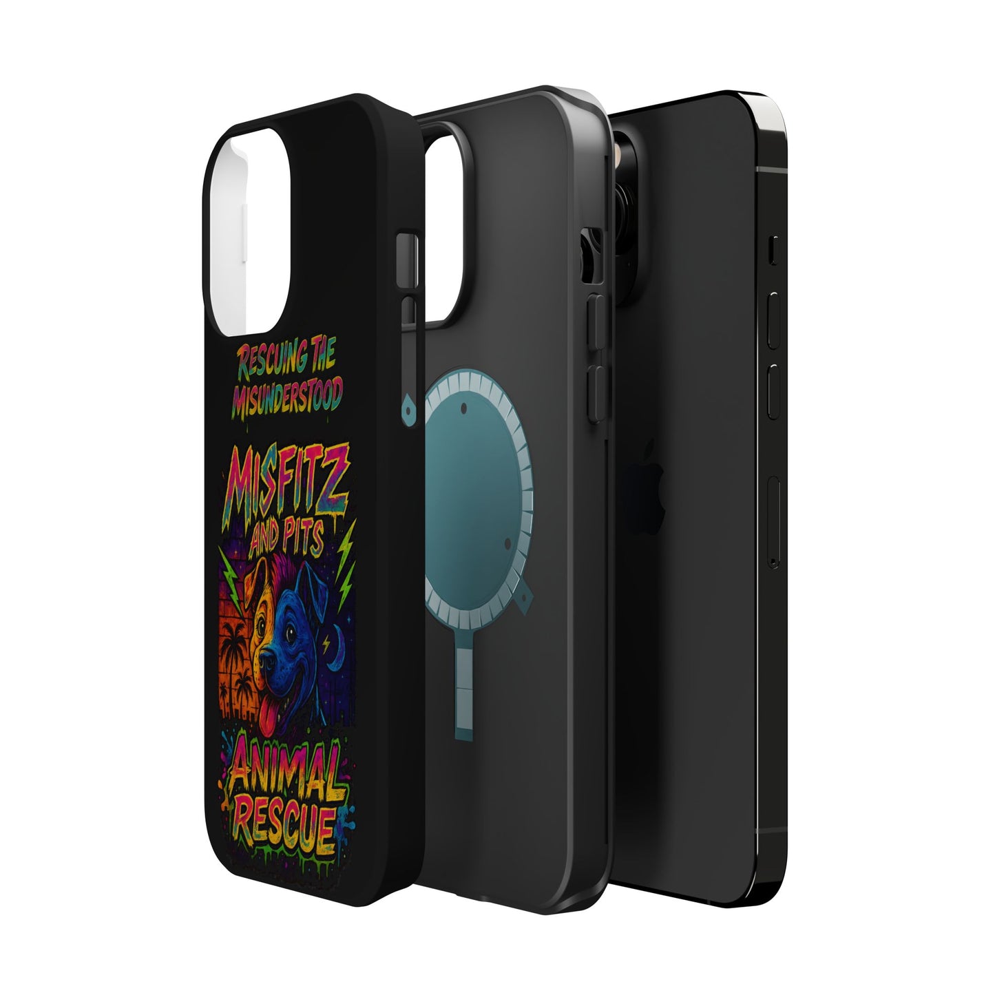 Misfits And Pits Animal Rescue Phone Case - Magnetic Tough Case, Dog Lovers, Pet Adoption, Gift for Animal Advocates, Eco-Friendly Design