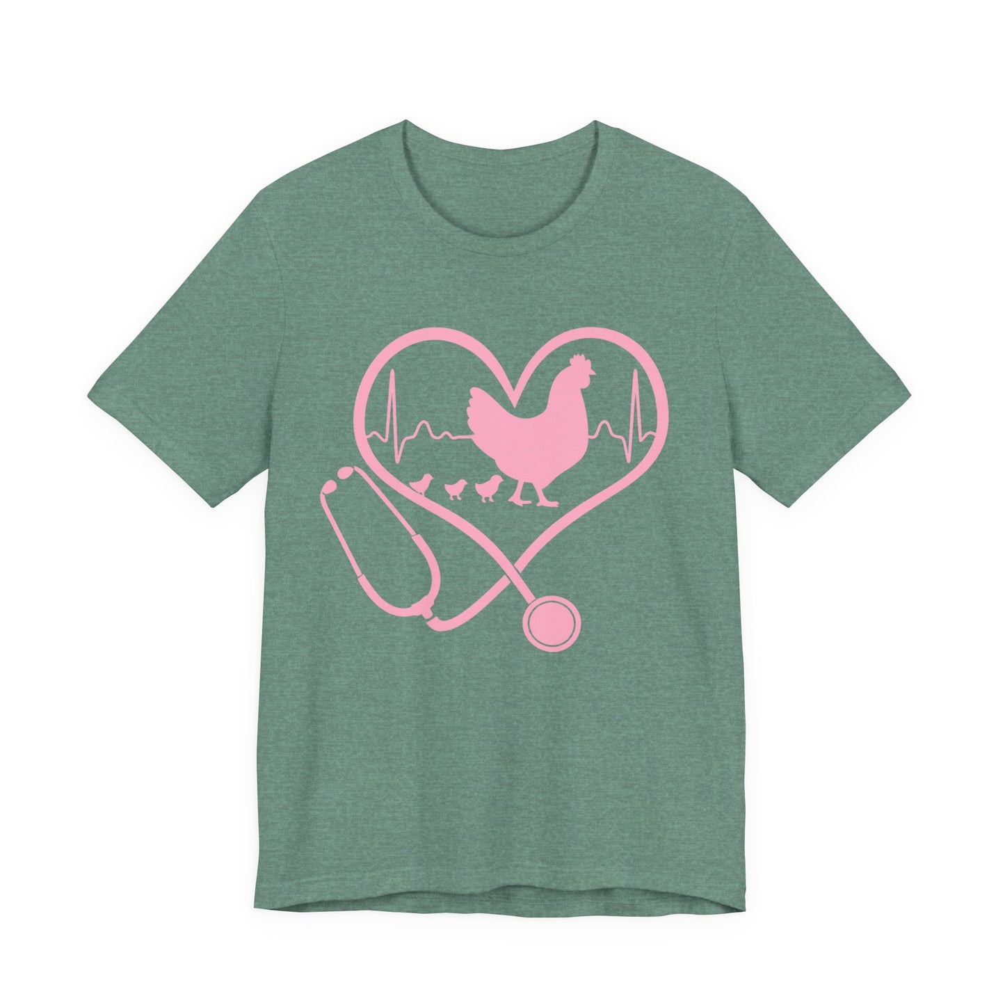 Cute Chicken Heartbeat Tee, Animal Lover T-Shirt, Veterinary Gift, Farm Animal Apparel, Eco-Friendly Fashion