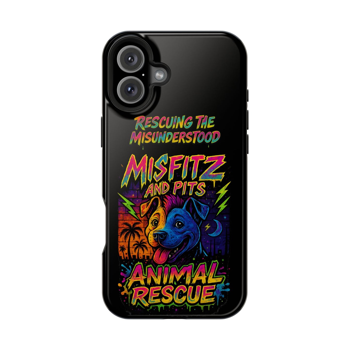 Misfits And Pits Animal Rescue Phone Case - Magnetic Tough Case, Dog Lovers, Pet Adoption, Gift for Animal Advocates, Eco-Friendly Design