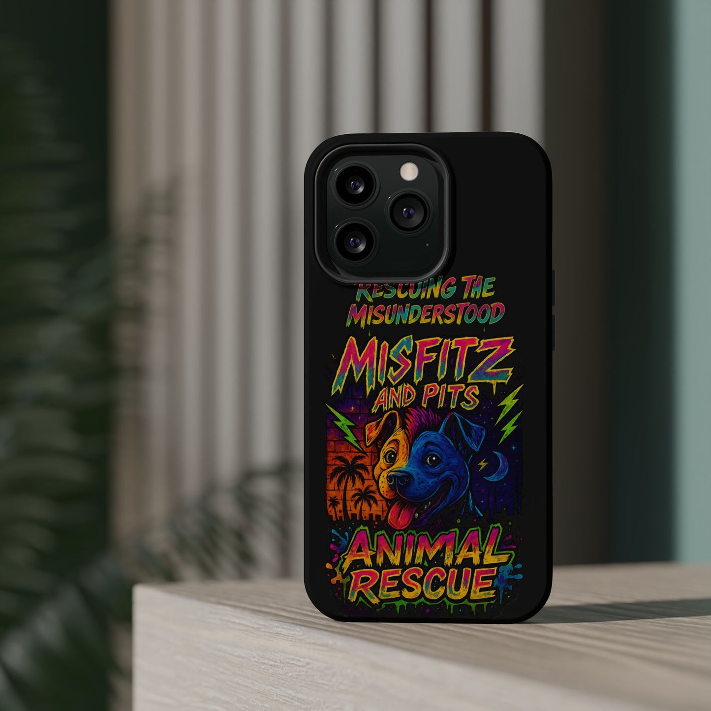 Misfits And Pits Animal Rescue Phone Case - Magnetic Tough Case, Dog Lovers, Pet Adoption, Gift for Animal Advocates, Eco-Friendly Design