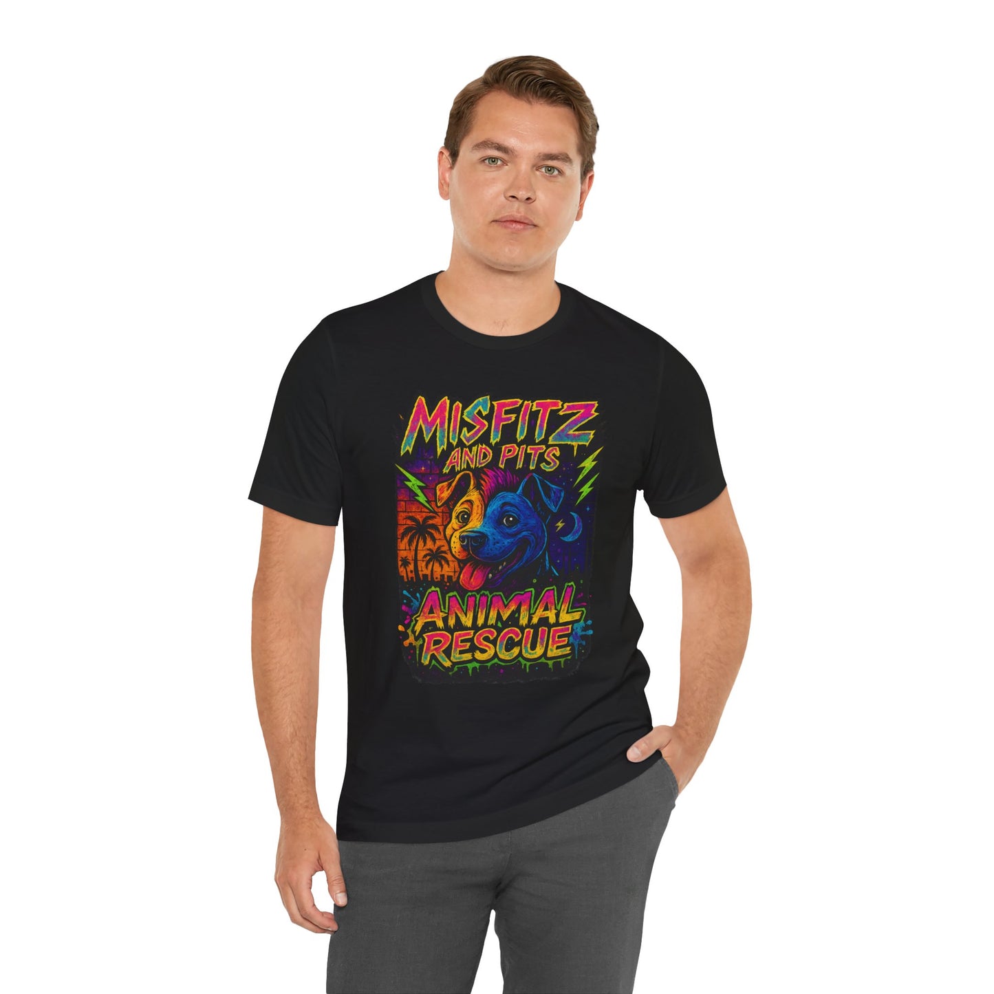 Misfits And Pits Animal Rescue logo Tshirt , Animal Rescue Shirt, Unisex Graphic Tee, Pet Lover Gift, Misfit Dogs Apparel, Fundraiser Tee