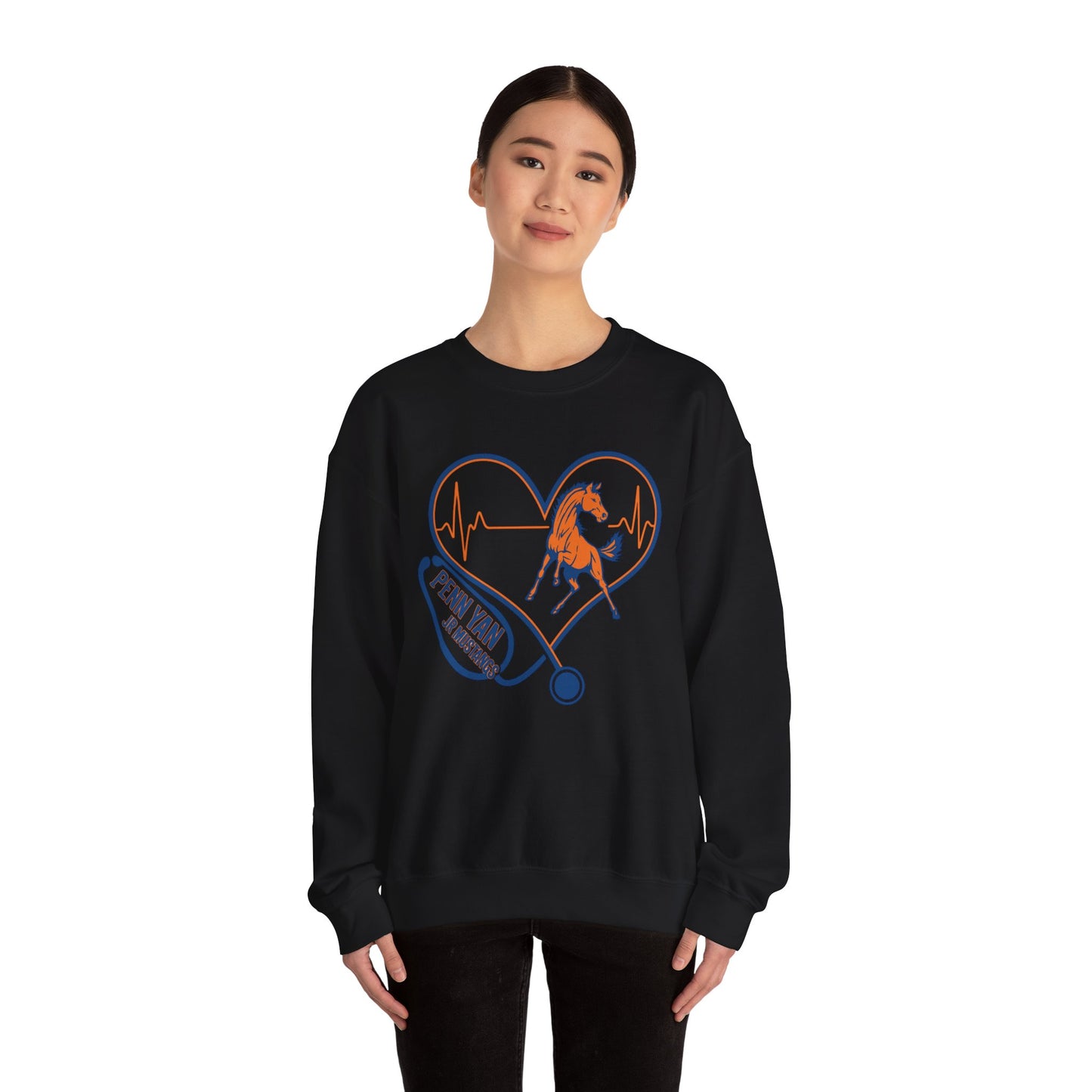 Heartfelt Horse Graphic Crewneck Sweatshirt for Animal Lovers, Cozy Gift for Birthdays, Holidays, Everyday Wear, Equestrian Apparel