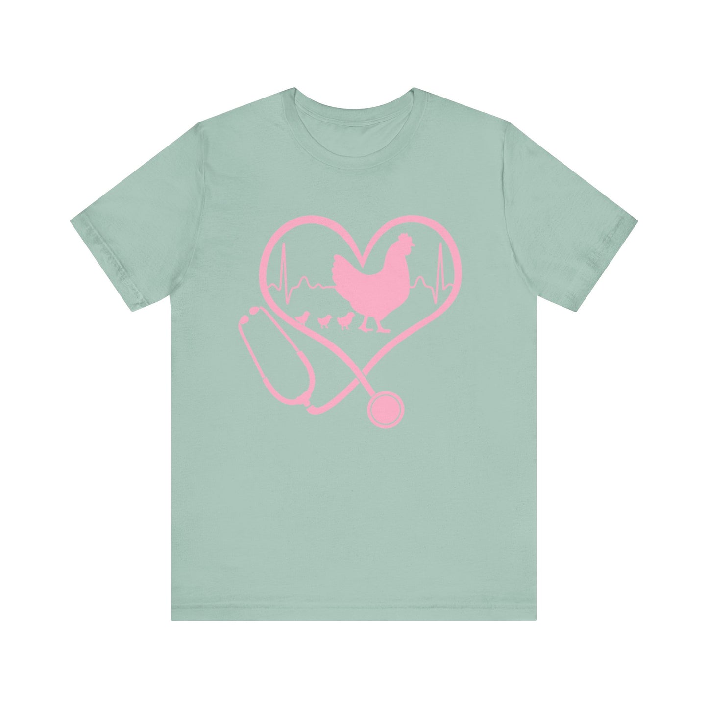 Cute Chicken Heartbeat Tee, Animal Lover T-Shirt, Veterinary Gift, Farm Animal Apparel, Eco-Friendly Fashion