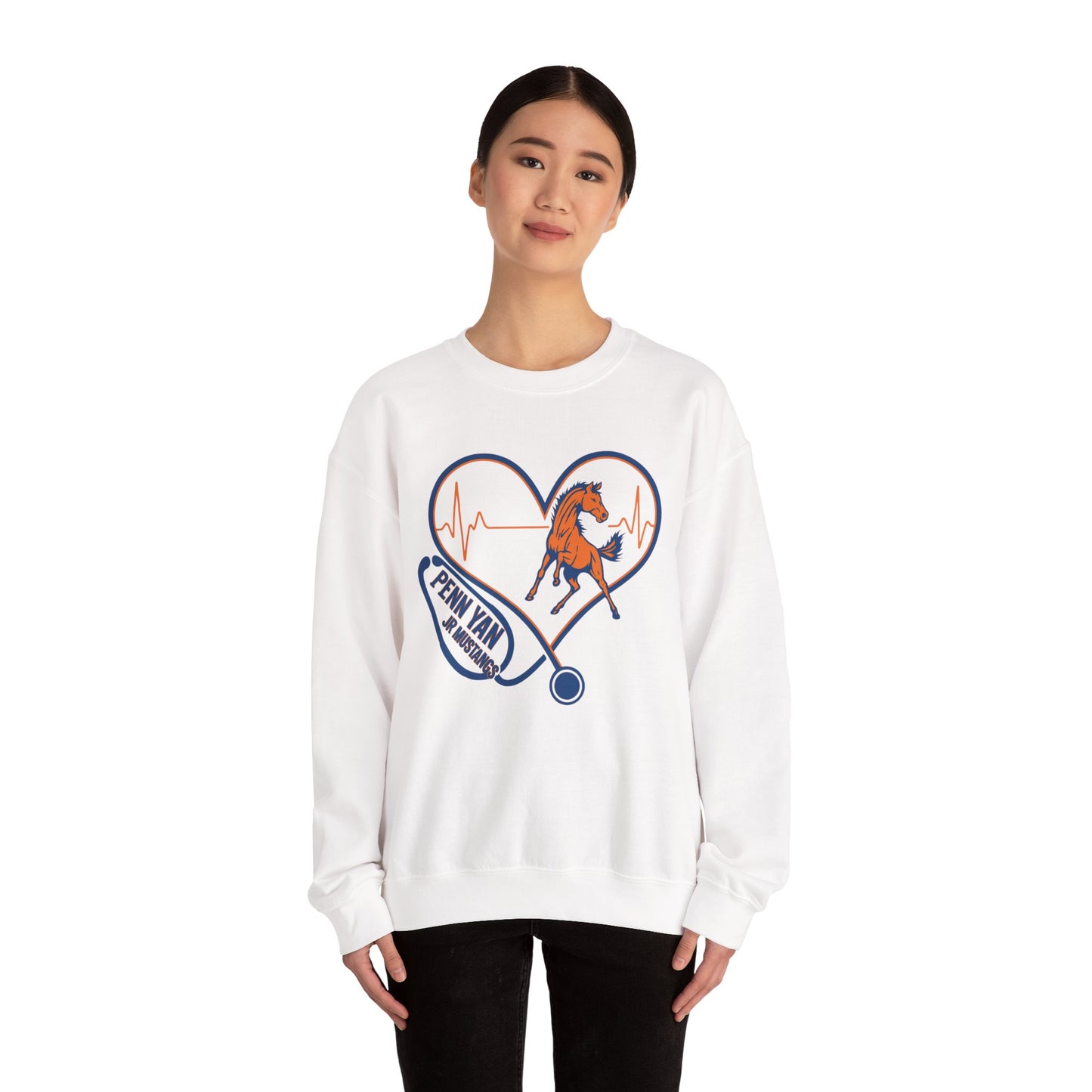 Heartfelt Horse Graphic Crewneck Sweatshirt for Animal Lovers, Cozy Gift for Birthdays, Holidays, Everyday Wear, Equestrian Apparel
