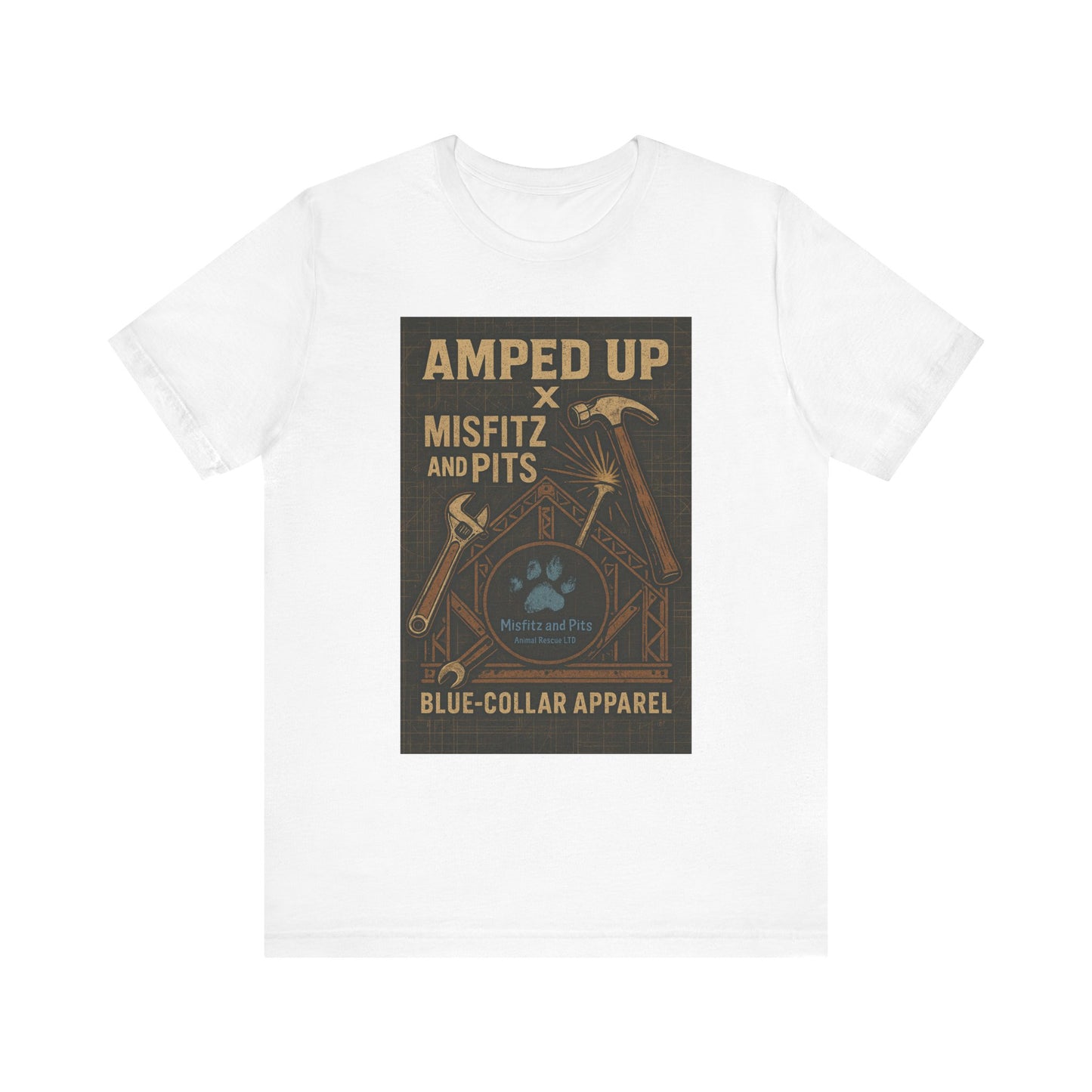 Misfitz and Pits and Amped Up T-Shirt, Unisex Work Tee, Casual Labor Shirt, Gift for Tradespeople, Father's Day Apparel