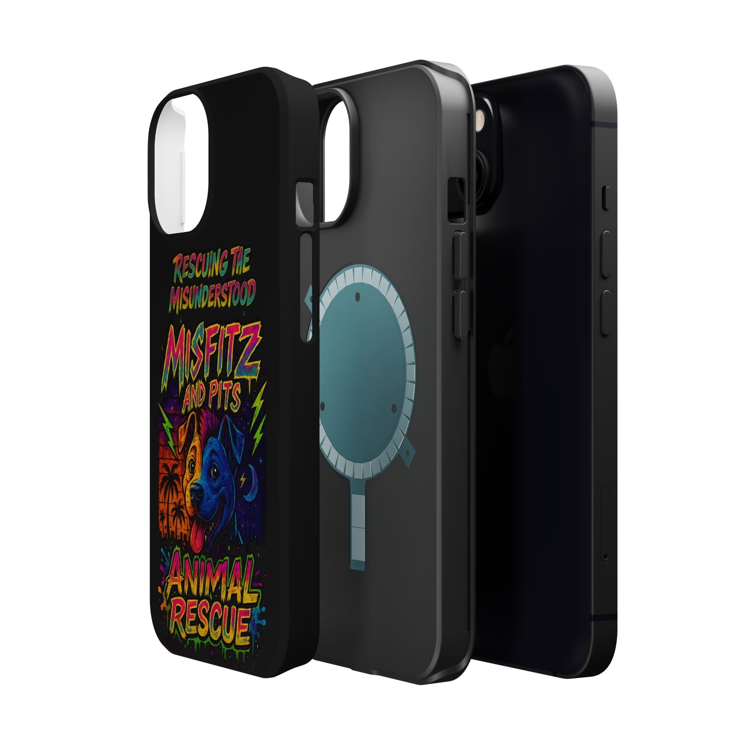 Misfits And Pits Animal Rescue Phone Case - Magnetic Tough Case, Dog Lovers, Pet Adoption, Gift for Animal Advocates, Eco-Friendly Design