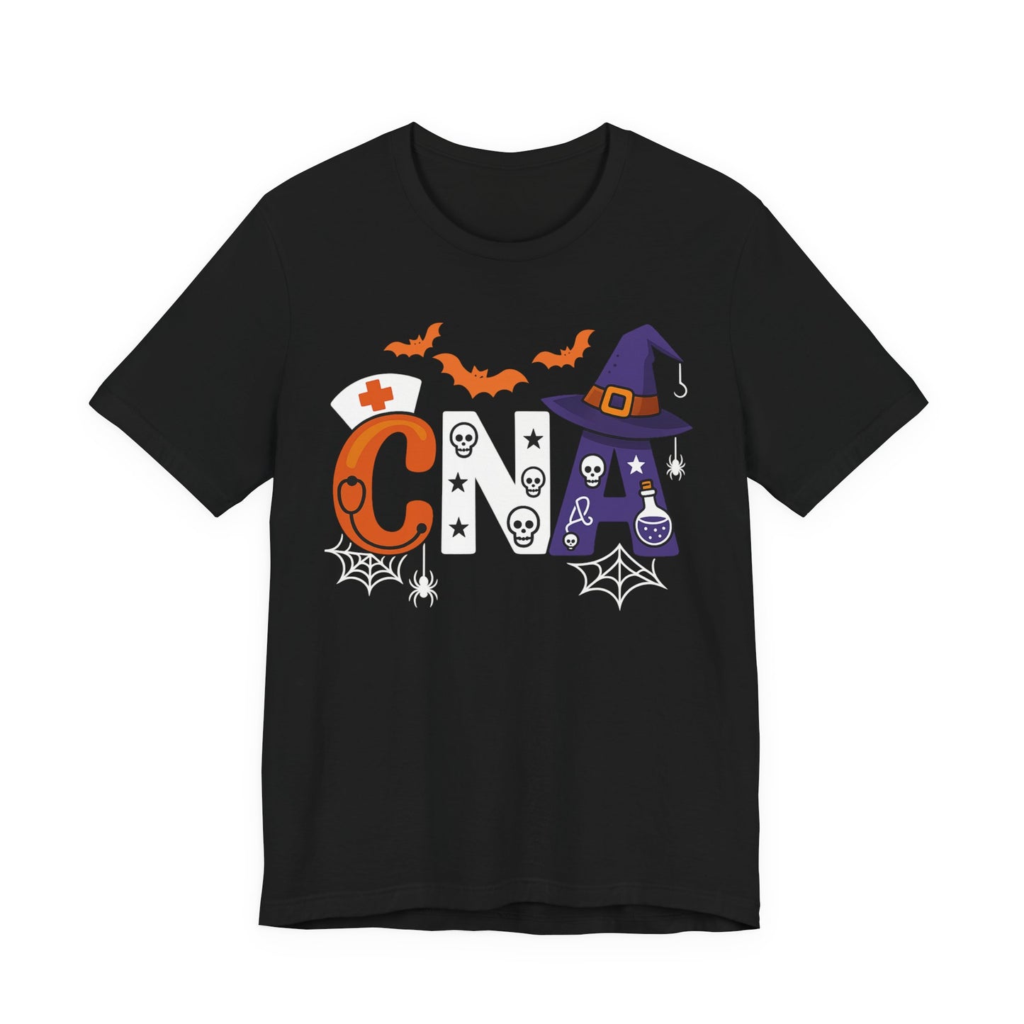 Halloween-Themed CNA Short Sleeve Tee, Funny Nurse Shirt, Costume Tee, Spooky Apparel, Gift for Nurses