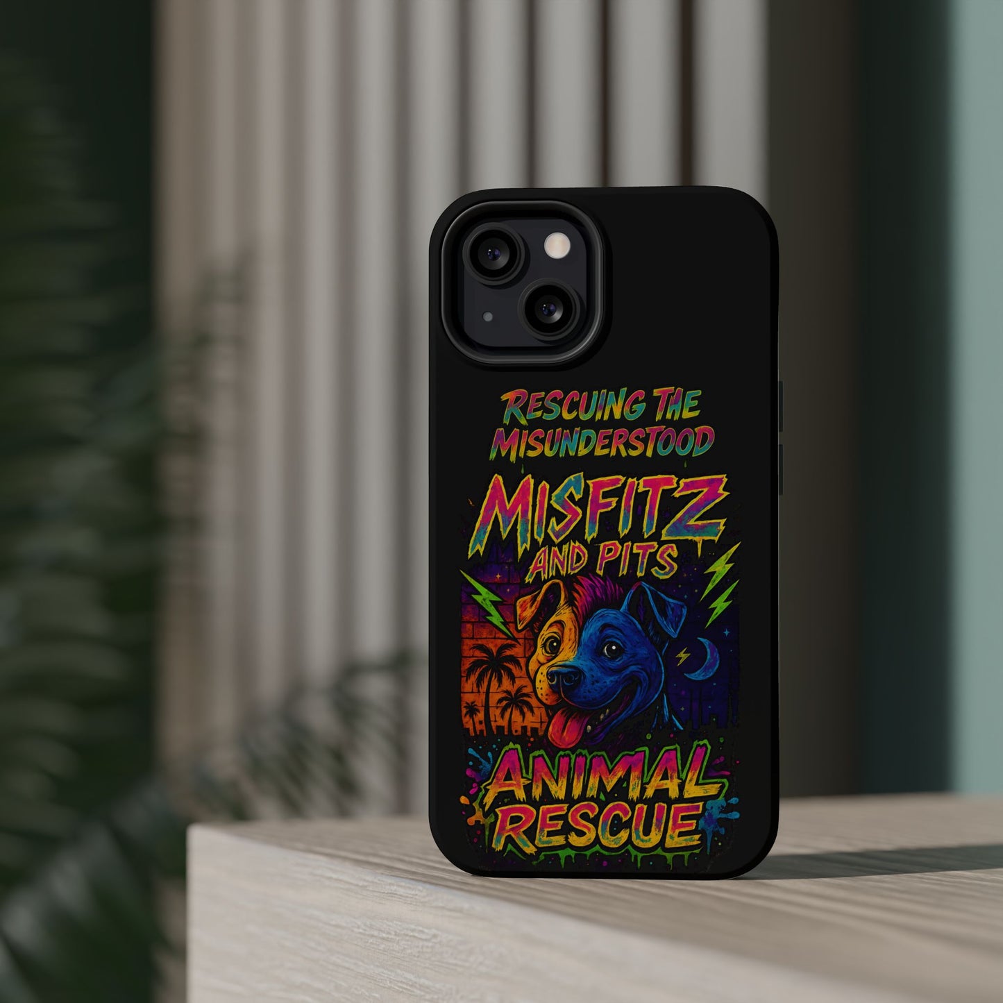 Misfits And Pits Animal Rescue Phone Case - Magnetic Tough Case, Dog Lovers, Pet Adoption, Gift for Animal Advocates, Eco-Friendly Design