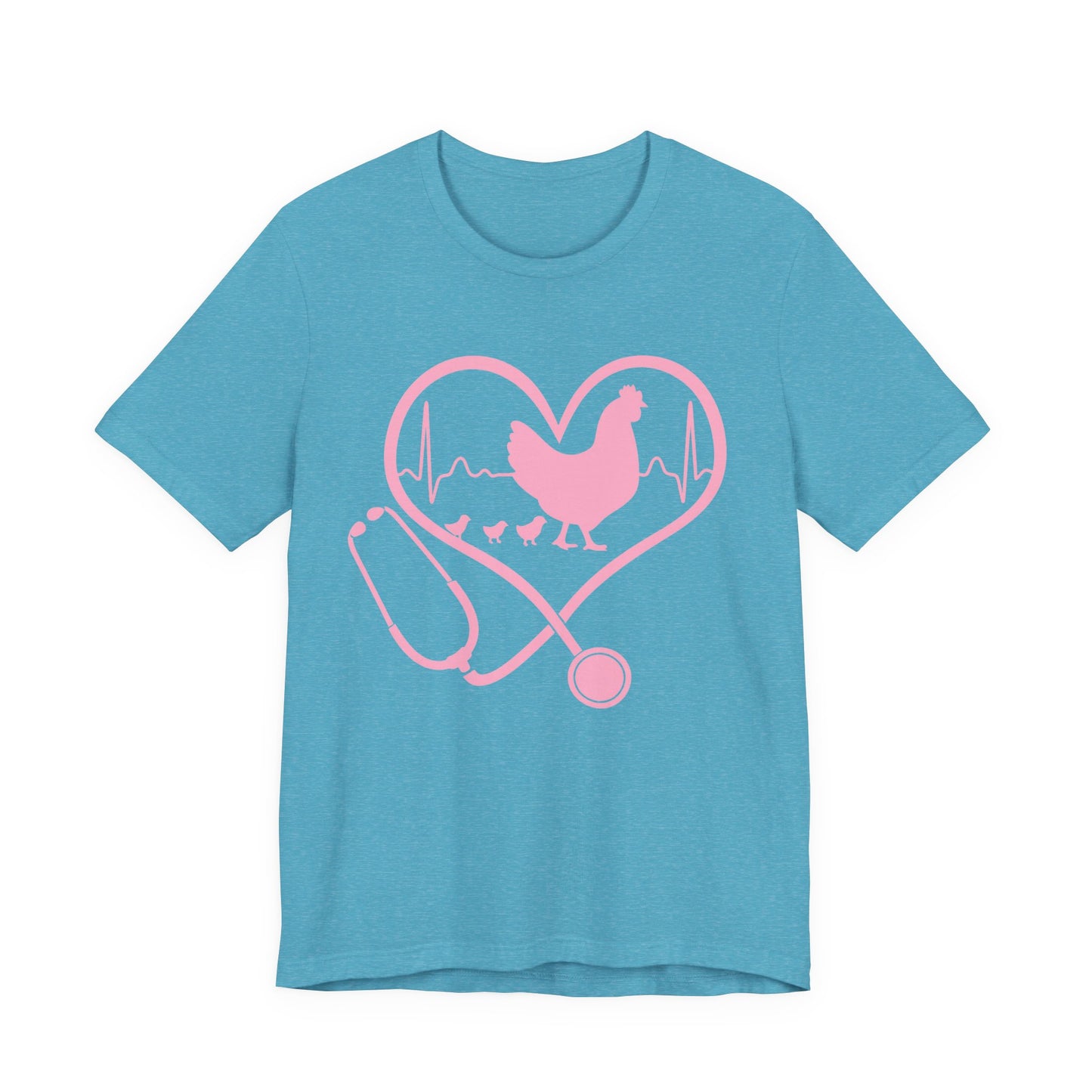 Cute Chicken Heartbeat Tee, Animal Lover T-Shirt, Veterinary Gift, Farm Animal Apparel, Eco-Friendly Fashion