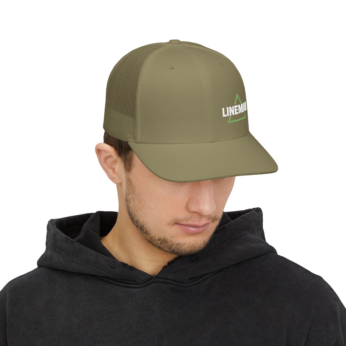 Lineman Delta Symbol Snapback Trucker Cap (Embroidery)