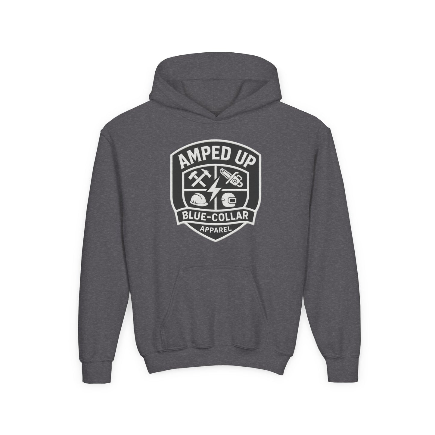 Youth Heavy Blend Hoodie - Amped Up Blue-Collar Apparel