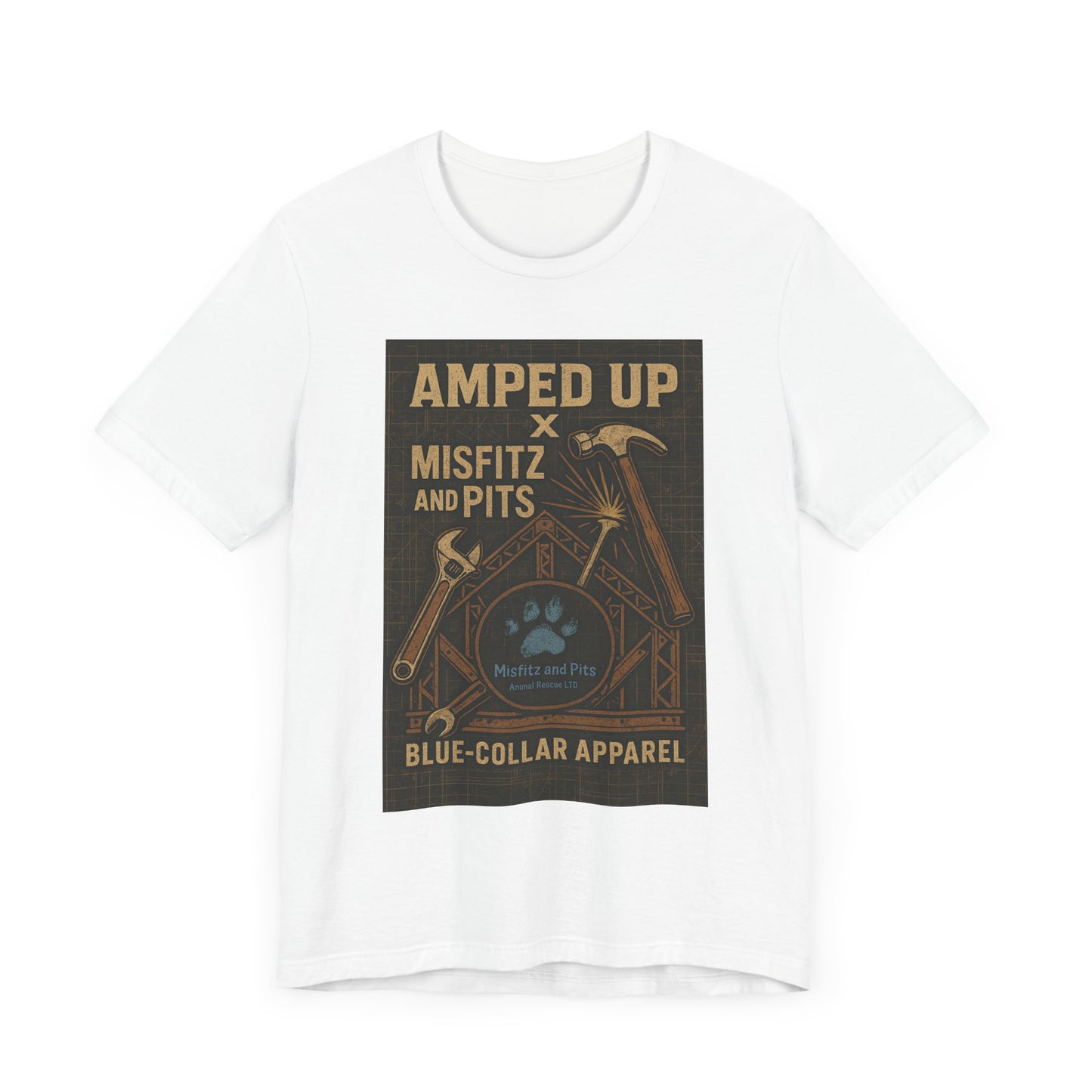 Misfitz and Pits and Amped Up T-Shirt, Unisex Work Tee, Casual Labor Shirt, Gift for Tradespeople, Father's Day Apparel