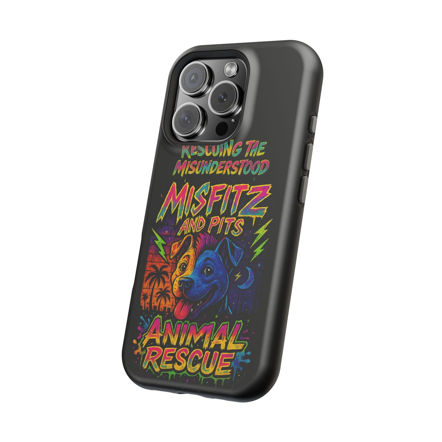 Misfits And Pits Animal Rescue Phone Case - Magnetic Tough Case, Dog Lovers, Pet Adoption, Gift for Animal Advocates, Eco-Friendly Design