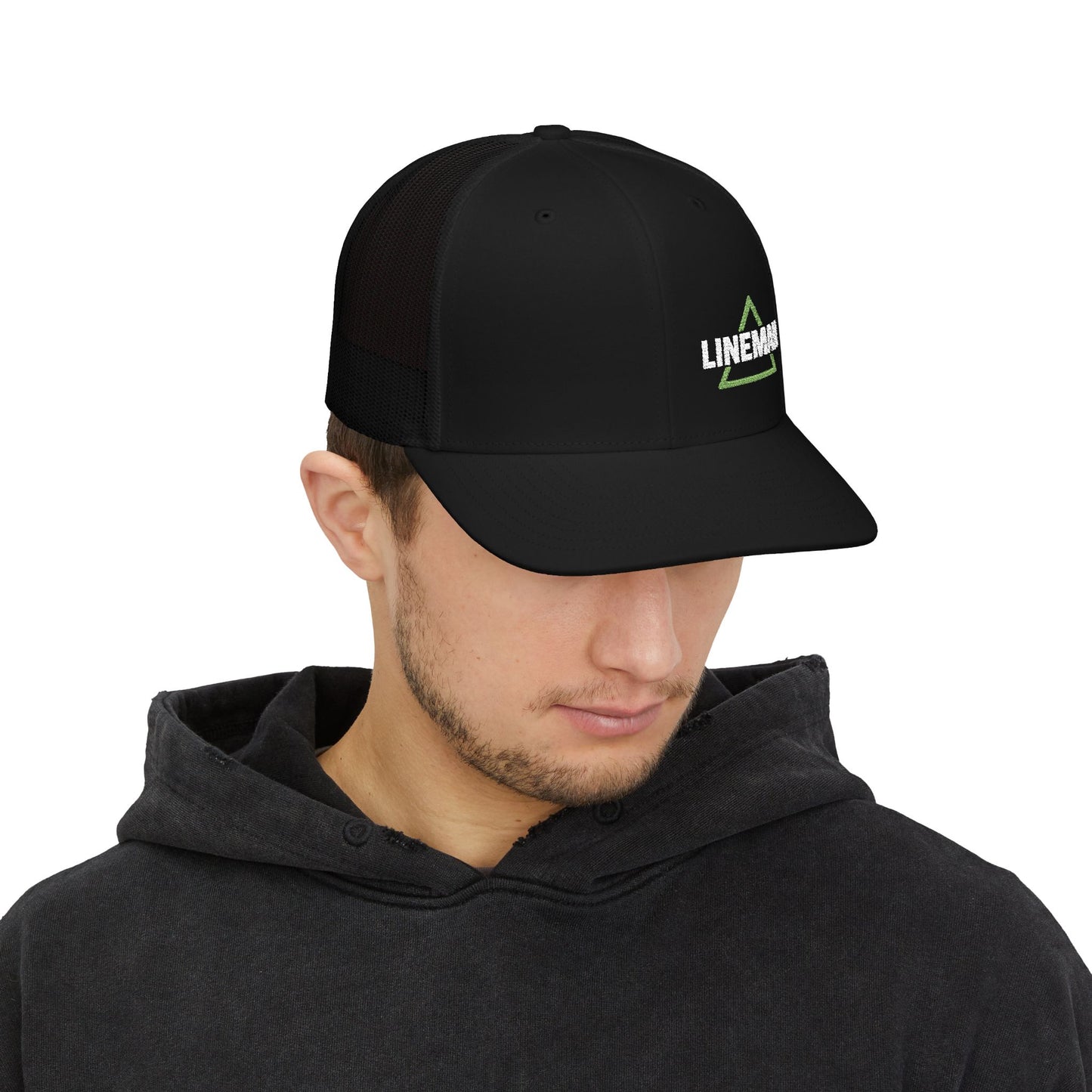 Lineman Delta Symbol Snapback Trucker Cap (Embroidery)