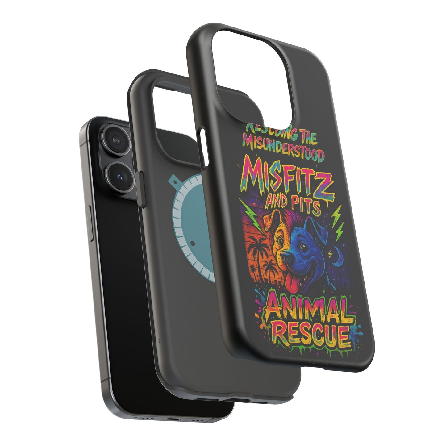 Misfits And Pits Animal Rescue Phone Case - Magnetic Tough Case, Dog Lovers, Pet Adoption, Gift for Animal Advocates, Eco-Friendly Design