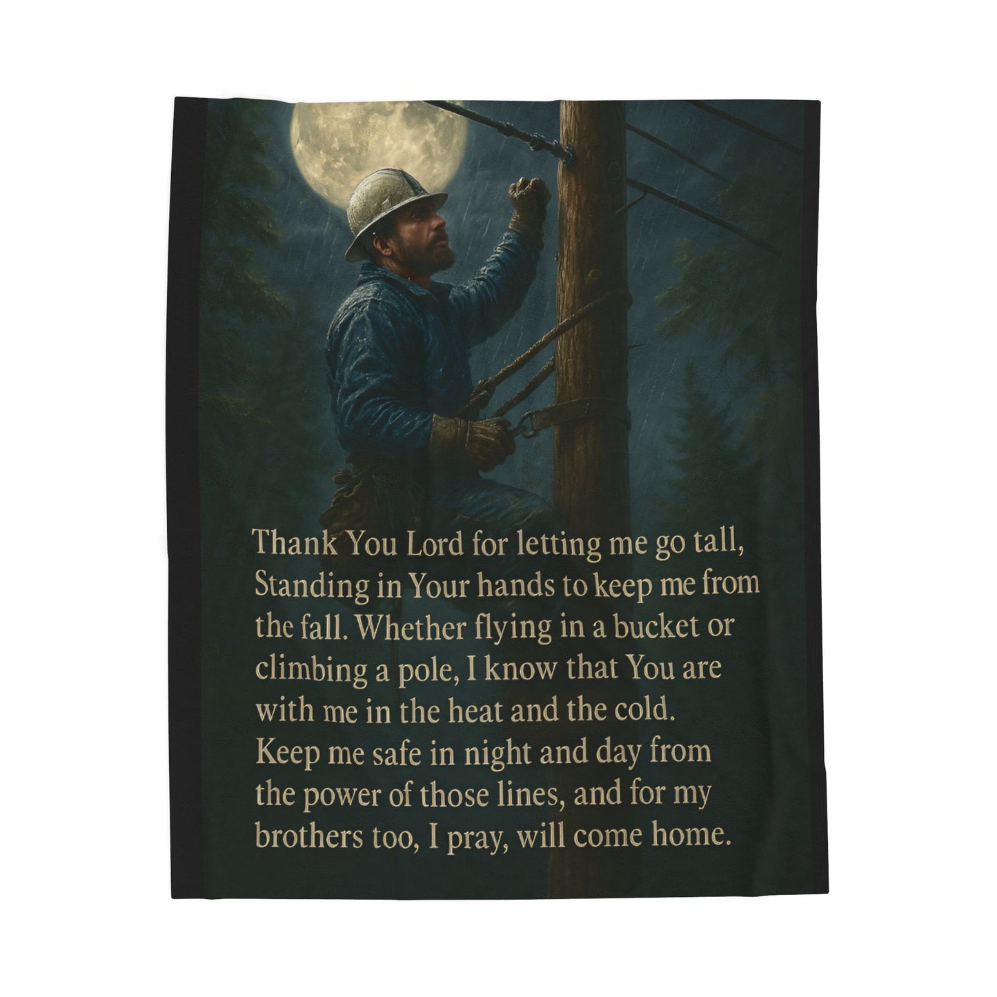 A lineman’s prayer Velveteen Plush Blanket - Thank You Lord Prayer Design