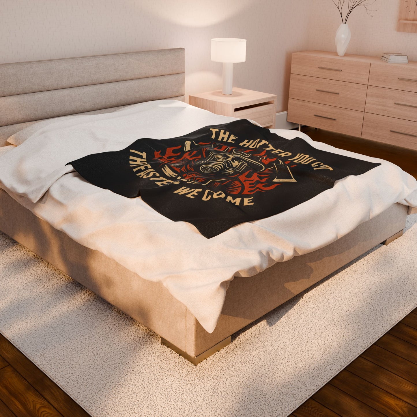 Firefighter “The Hotter You Get”Velveteen Plush Blanket - "The Hotter You Get, The Faster We Come" - Cozy Home Decor for Heroes