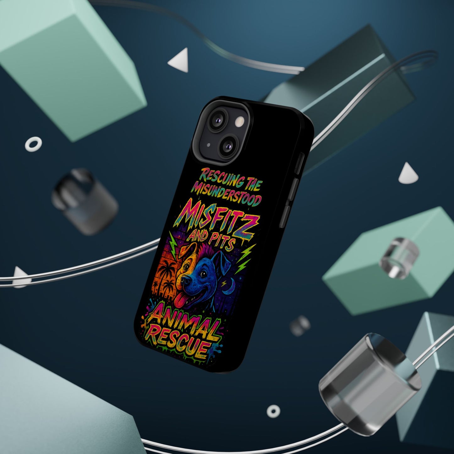 Misfits And Pits Animal Rescue Phone Case - Magnetic Tough Case, Dog Lovers, Pet Adoption, Gift for Animal Advocates, Eco-Friendly Design