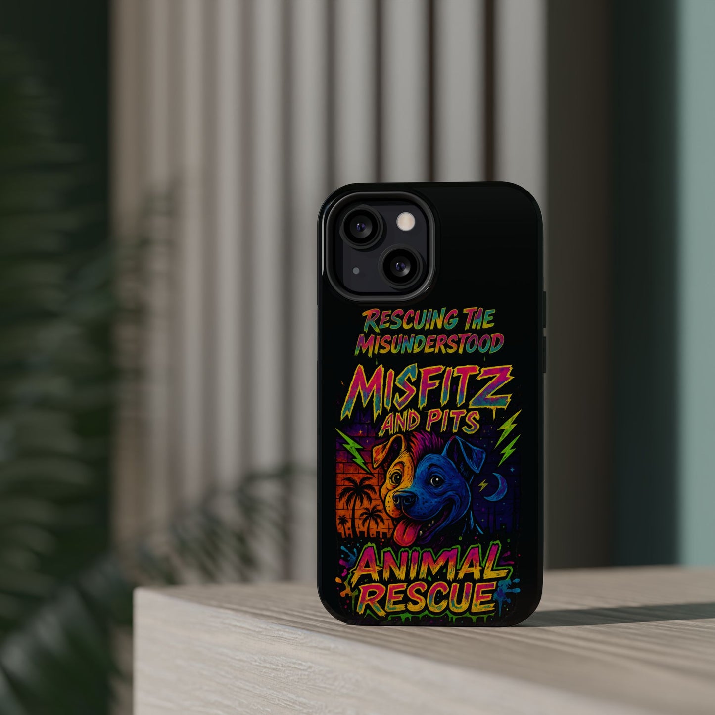 Misfits And Pits Animal Rescue Phone Case - Magnetic Tough Case, Dog Lovers, Pet Adoption, Gift for Animal Advocates, Eco-Friendly Design