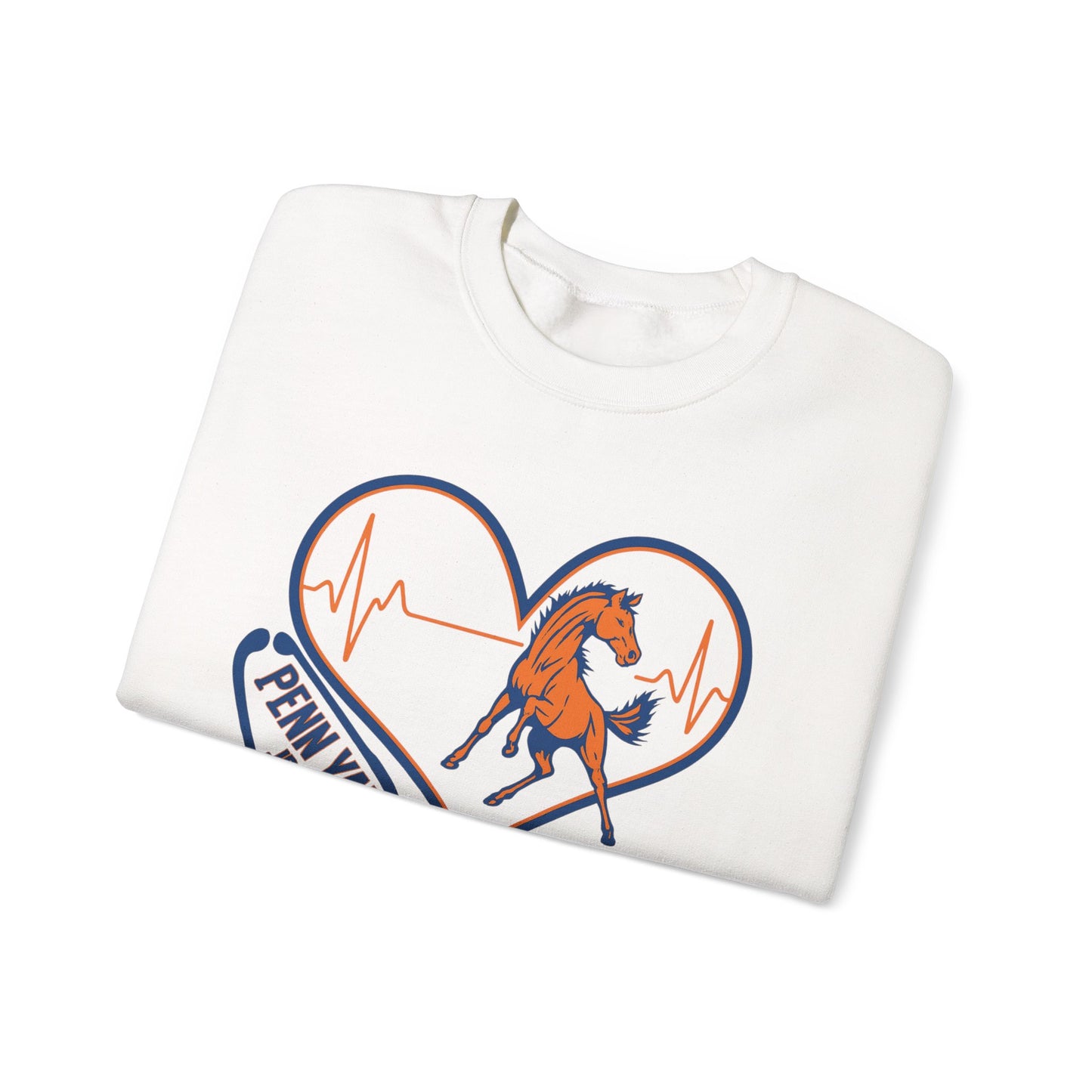 Heartfelt Horse Graphic Crewneck Sweatshirt for Animal Lovers, Cozy Gift for Birthdays, Holidays, Everyday Wear, Equestrian Apparel
