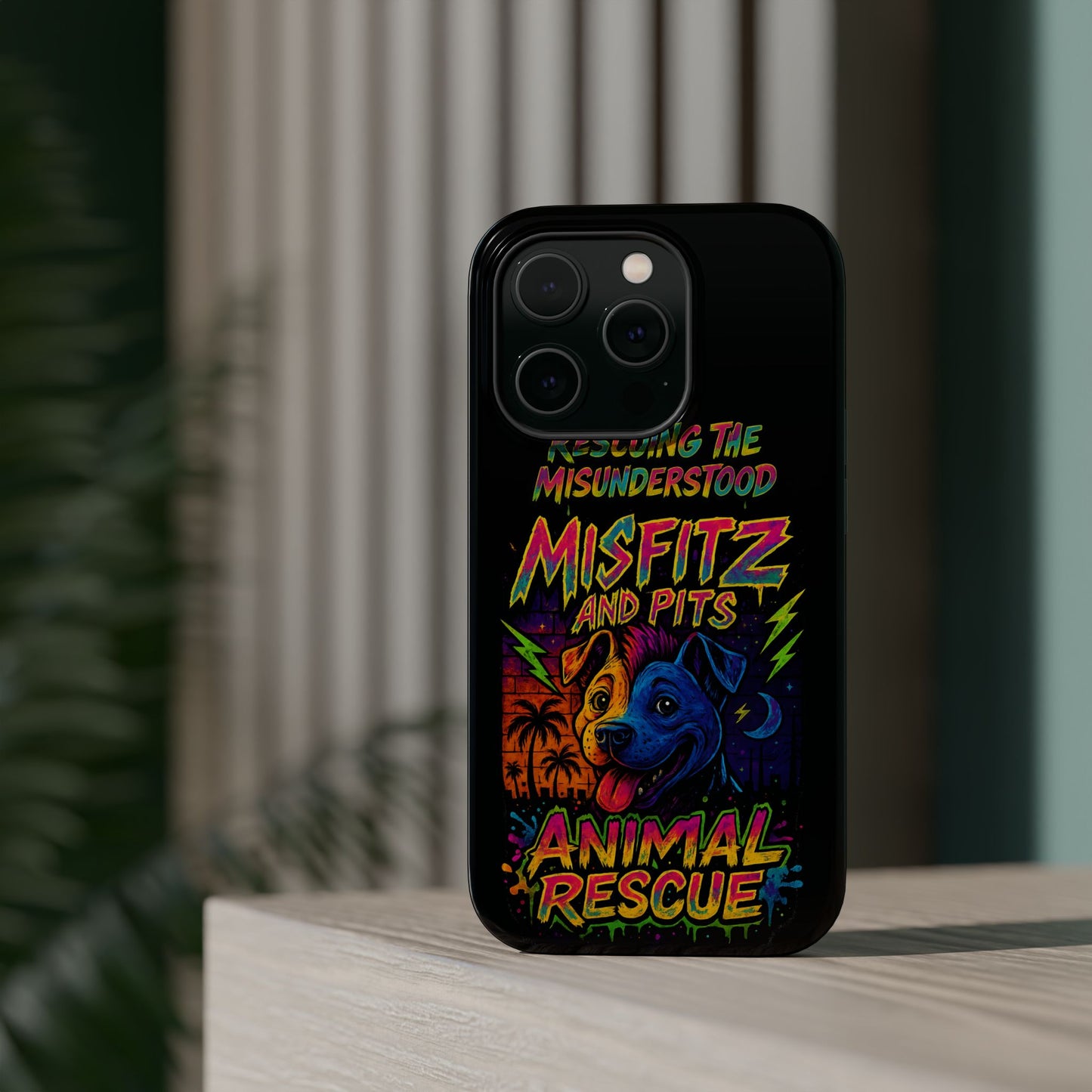 Misfits And Pits Animal Rescue Phone Case - Magnetic Tough Case, Dog Lovers, Pet Adoption, Gift for Animal Advocates, Eco-Friendly Design