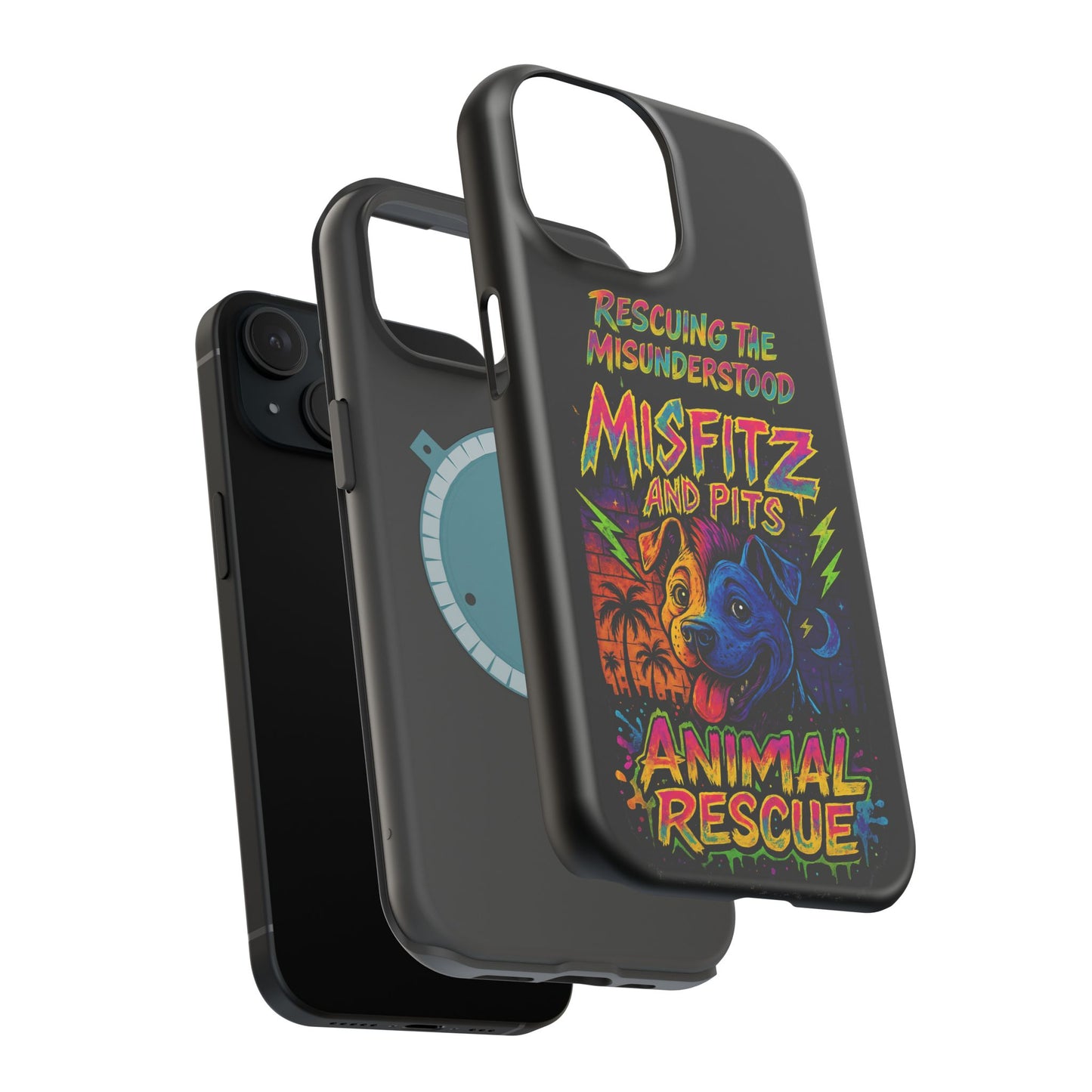Misfits And Pits Animal Rescue Phone Case - Magnetic Tough Case, Dog Lovers, Pet Adoption, Gift for Animal Advocates, Eco-Friendly Design