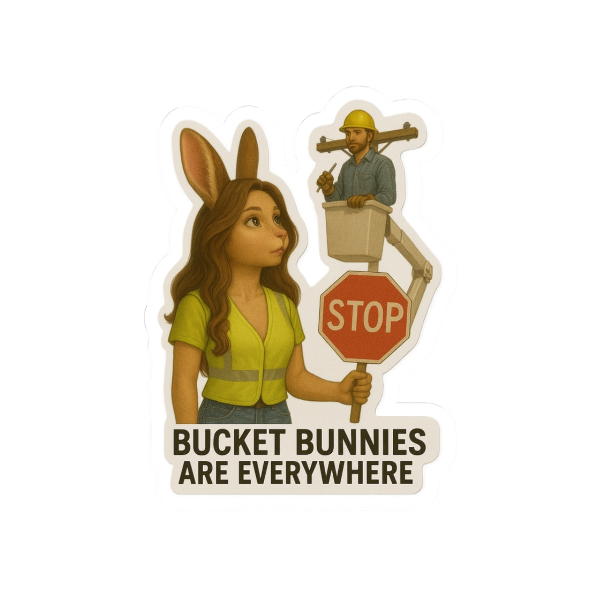 Playful Bucket Bunnies Kiss-Cut Stickers -