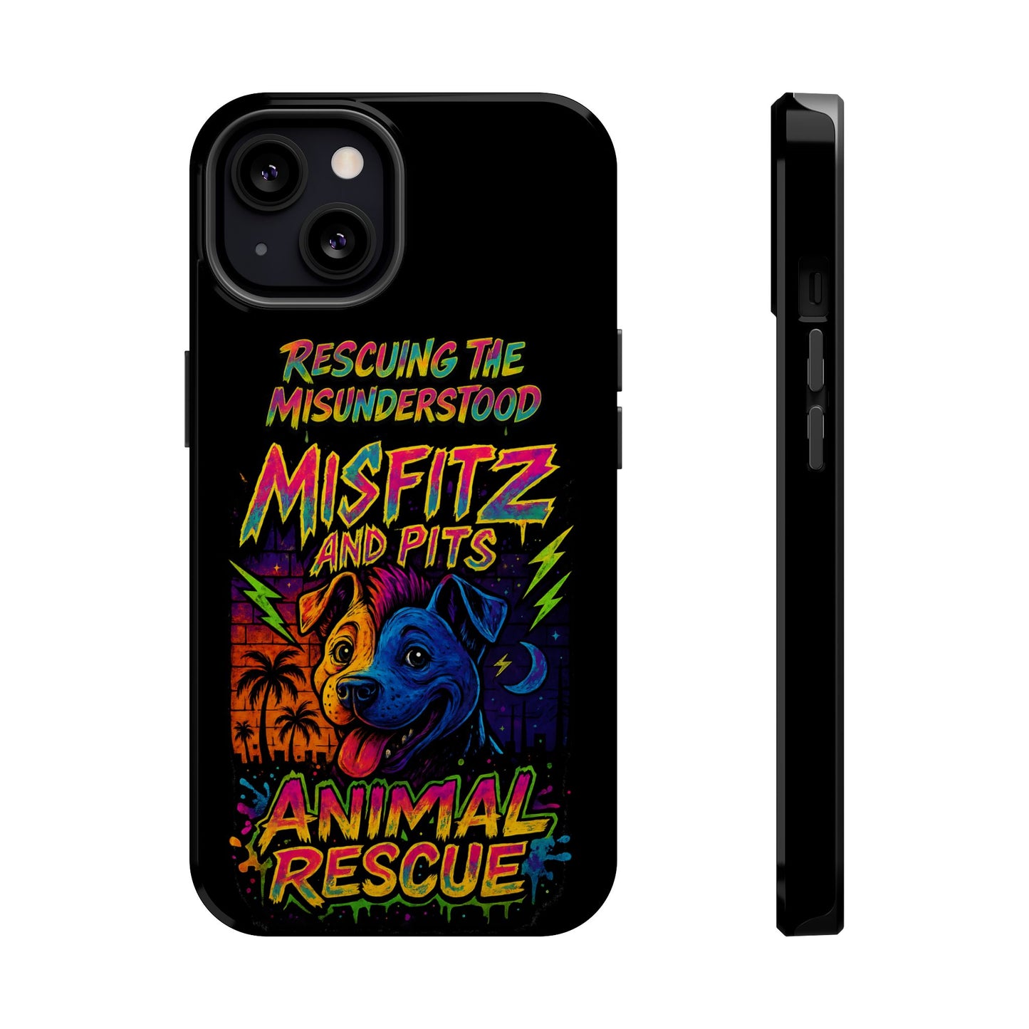 Misfits And Pits Animal Rescue Phone Case - Magnetic Tough Case, Dog Lovers, Pet Adoption, Gift for Animal Advocates, Eco-Friendly Design
