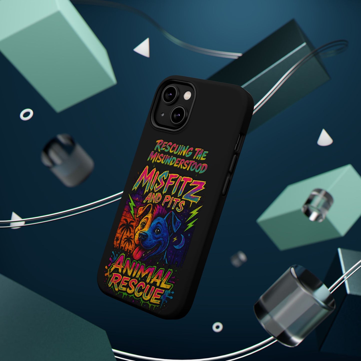Misfits And Pits Animal Rescue Phone Case - Magnetic Tough Case, Dog Lovers, Pet Adoption, Gift for Animal Advocates, Eco-Friendly Design