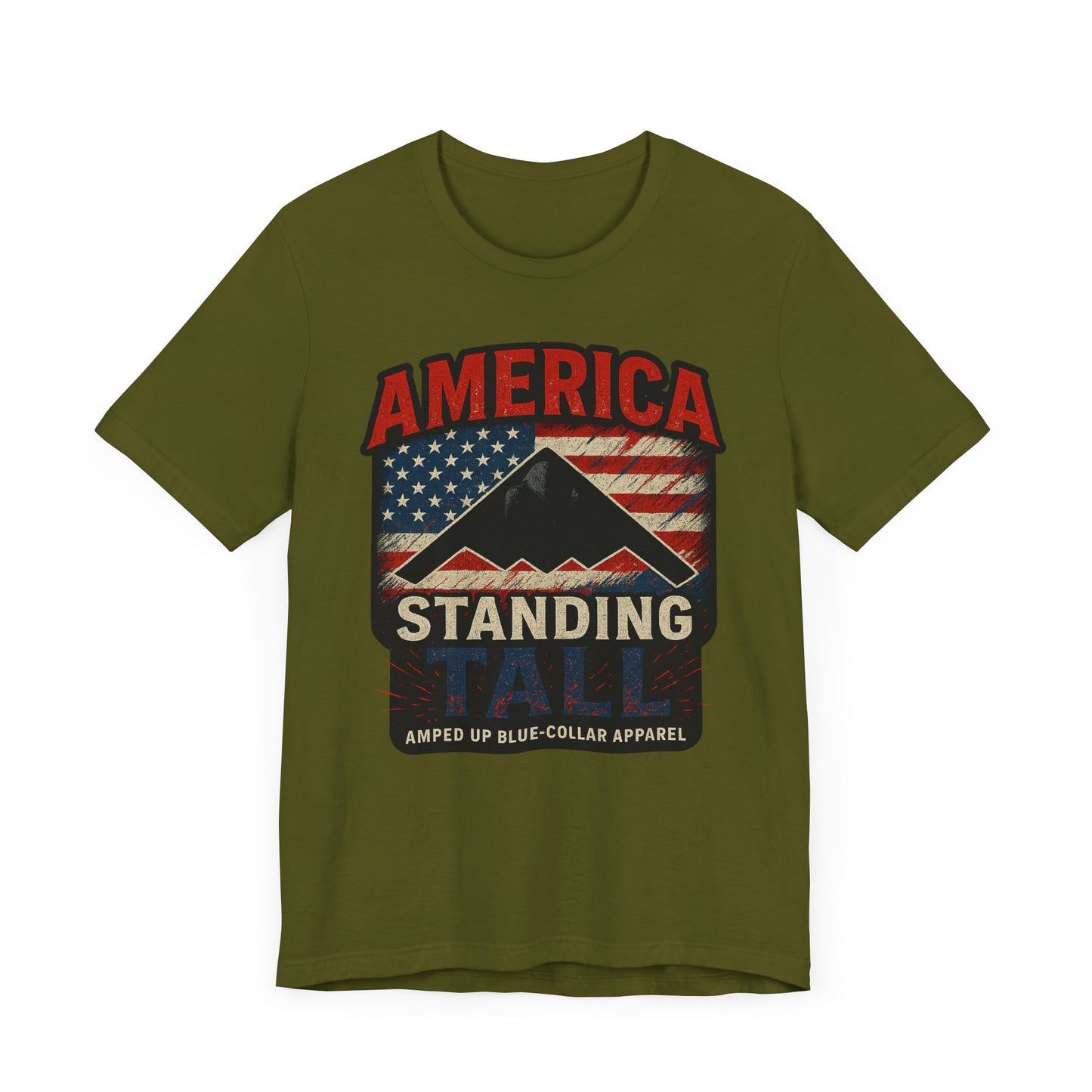 America Standing Tall” – Amped Up Patriot Tee