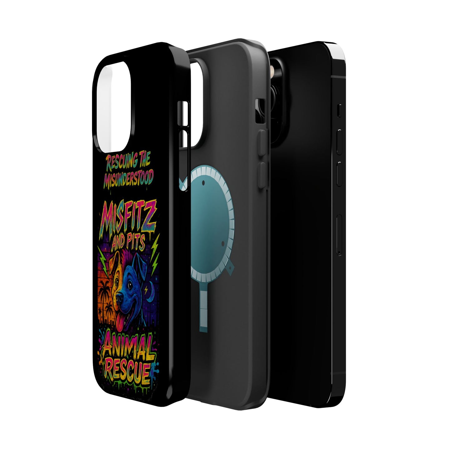 Misfits And Pits Animal Rescue Phone Case - Magnetic Tough Case, Dog Lovers, Pet Adoption, Gift for Animal Advocates, Eco-Friendly Design
