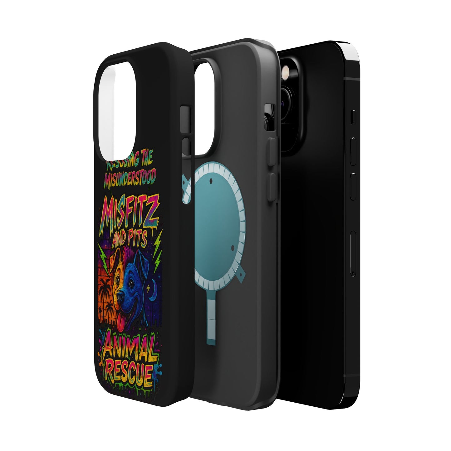 Misfits And Pits Animal Rescue Phone Case - Magnetic Tough Case, Dog Lovers, Pet Adoption, Gift for Animal Advocates, Eco-Friendly Design